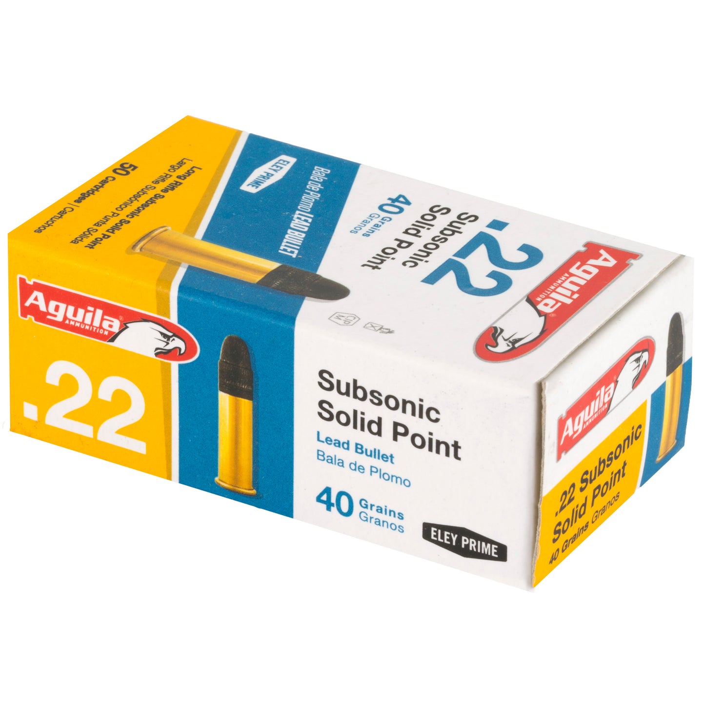Aguila, Rimfire, Subsonic, .22 LR, 40 Grain, Solid Point, 50 Round Box