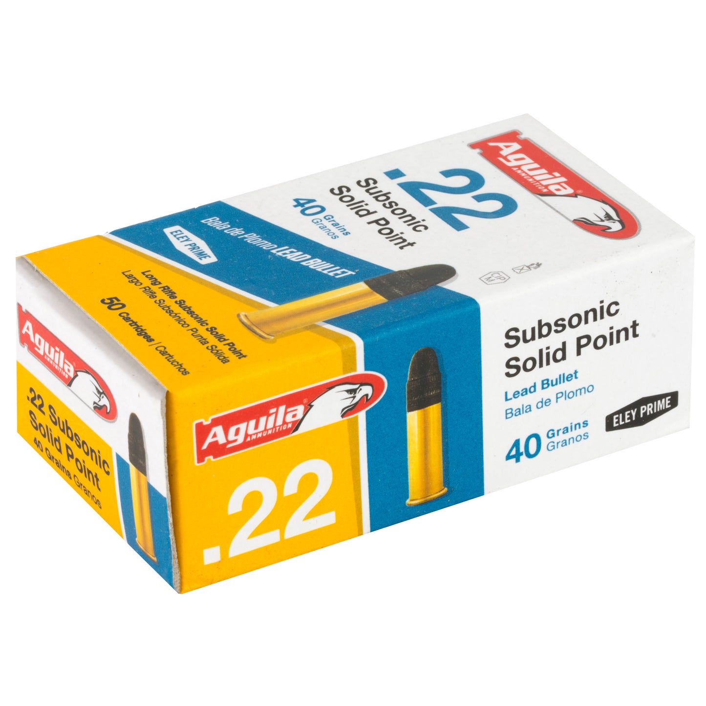 Aguila, Rimfire, Subsonic, .22 LR, 40 Grain, Solid Point, 50 Round Box