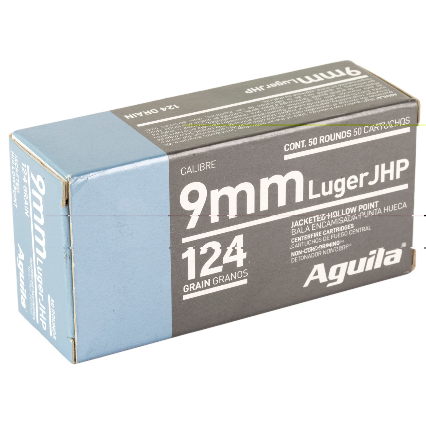 Aguila, Pistol, 9MM, 124 Grain, Jacketed Hollow Point, 50 Round Box