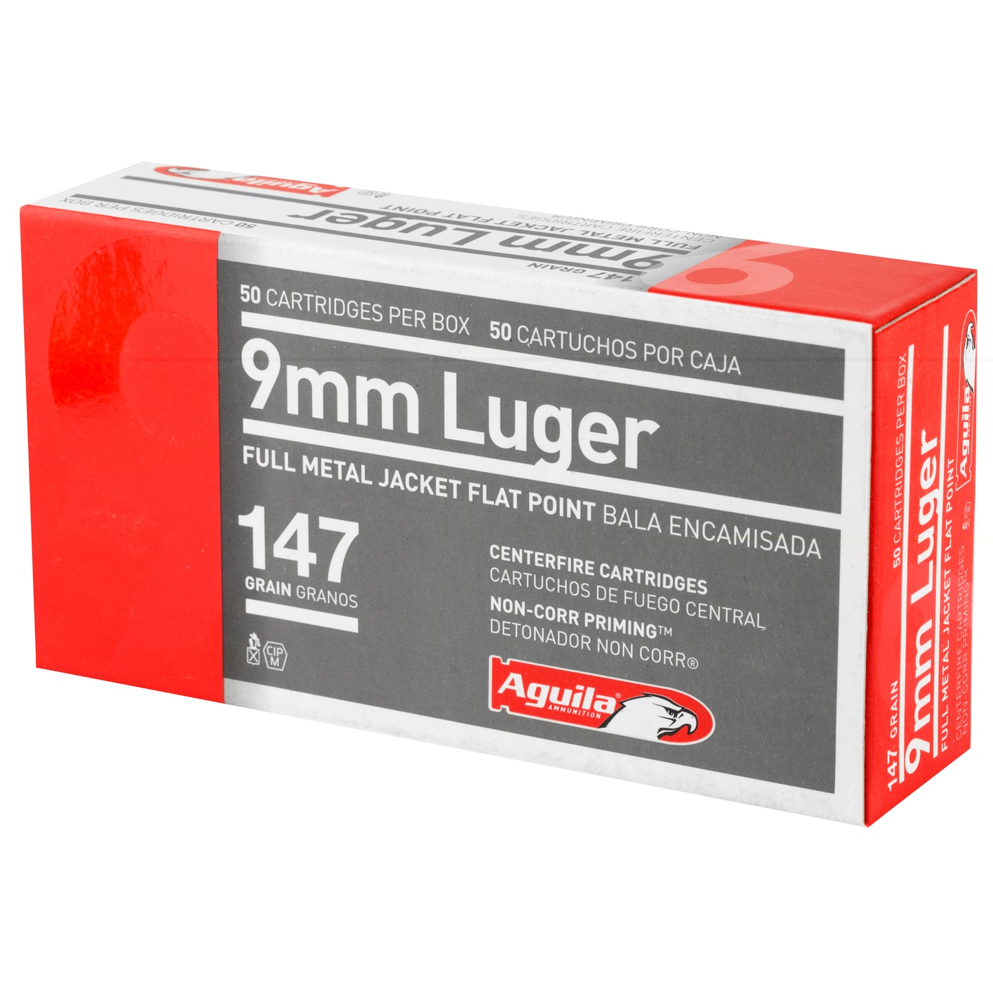 Aguila, 9MM, 147 Grain, Full Metal Jacket Flat Point, 50 Round Box