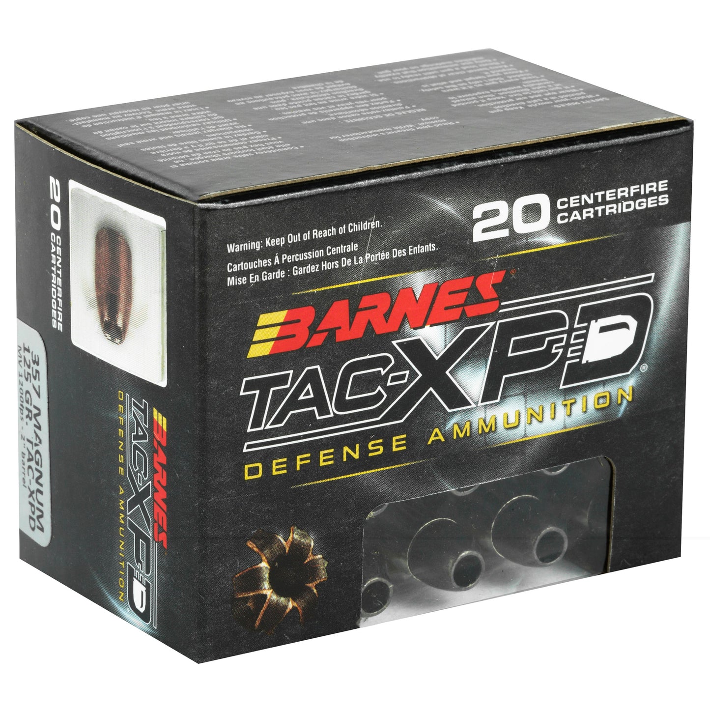 Barnes, TAC-XPD, .357 MAG, 125 Grain, TAC-XP, Hollow Point, Lead Free, 20 Round Box