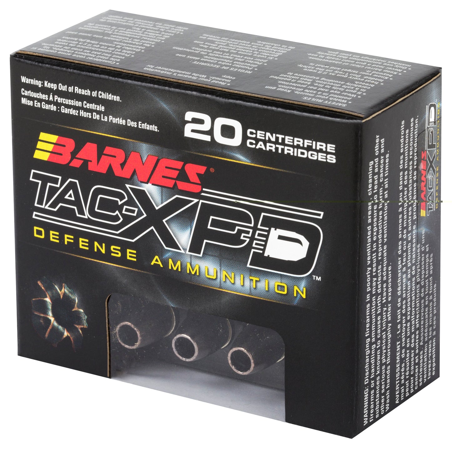 Barnes, TAC-XPD, 9MM+P, 115 Grain, TAC-XP, Hollow Point, Lead Free, 20 Round Box
