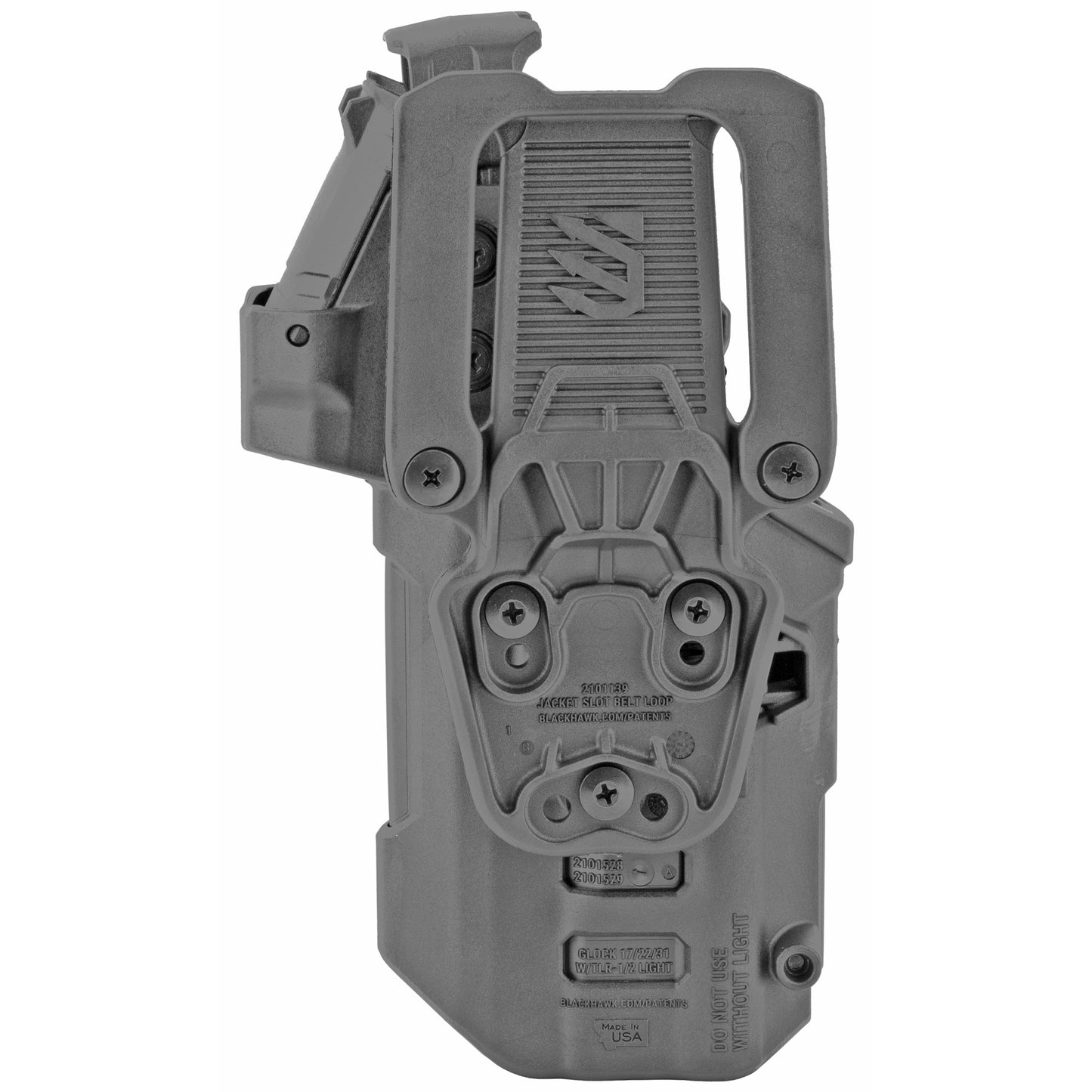 BLACKHAWK, T-Series L3D RDS, Duty Holster, Right Hand, Black Finish, Fits Glock 17/19/22/31 with TLR1/TLR2, Includes Jacket Slot Belt Loop