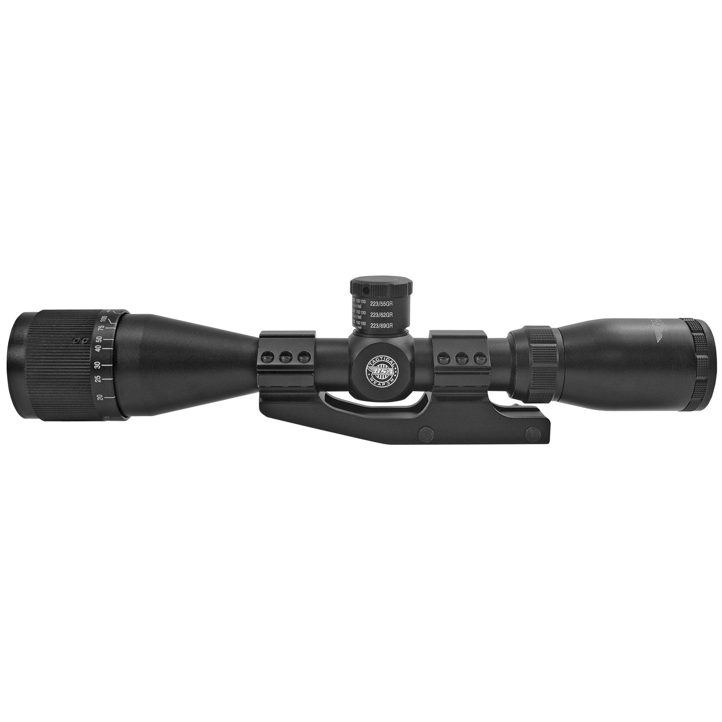 BSA Optics, Tactical Weapon, Rifle Scope, 3-12X40mm, 1" Maintube, Mil Dot Reticle, 1/4 MOA Adjustments, Black Color, 1 Piece Mount, .223 and .308 Turrets