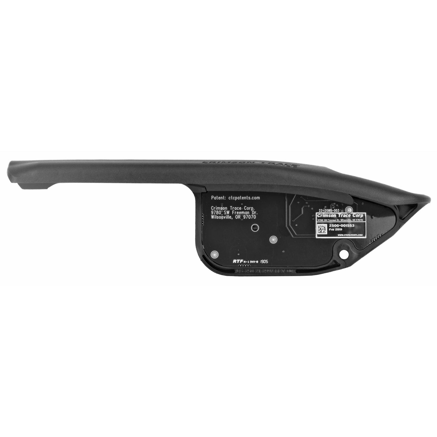 Crimson Trace Corporation, Lasersaddle, Ambidextrous Activation, Fits Mossberg Shockwave/500/590, Green Laser, Black