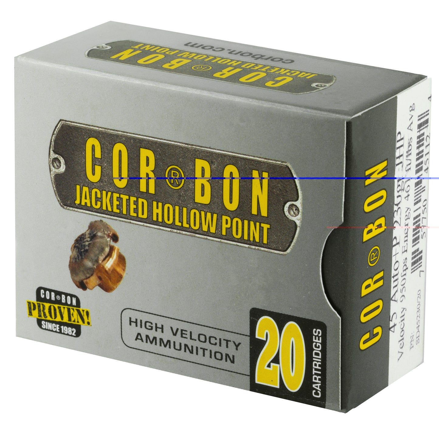 CorBon, Self Defense, 45ACP, 230 Grain, Jacketed Hollow Point, +P, 20 Round Box
