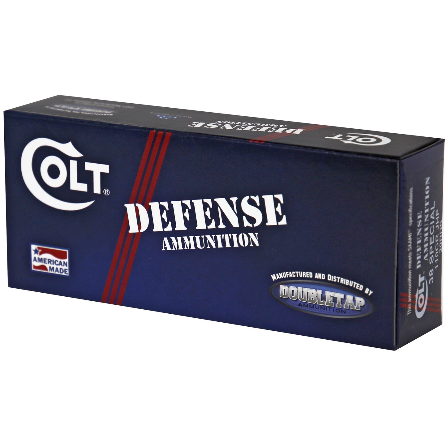 DoubleTap Ammunition, Colt Defense, 38 Special+P, 110 Grain, Solid Copper Hollow Point, 20 Round Box