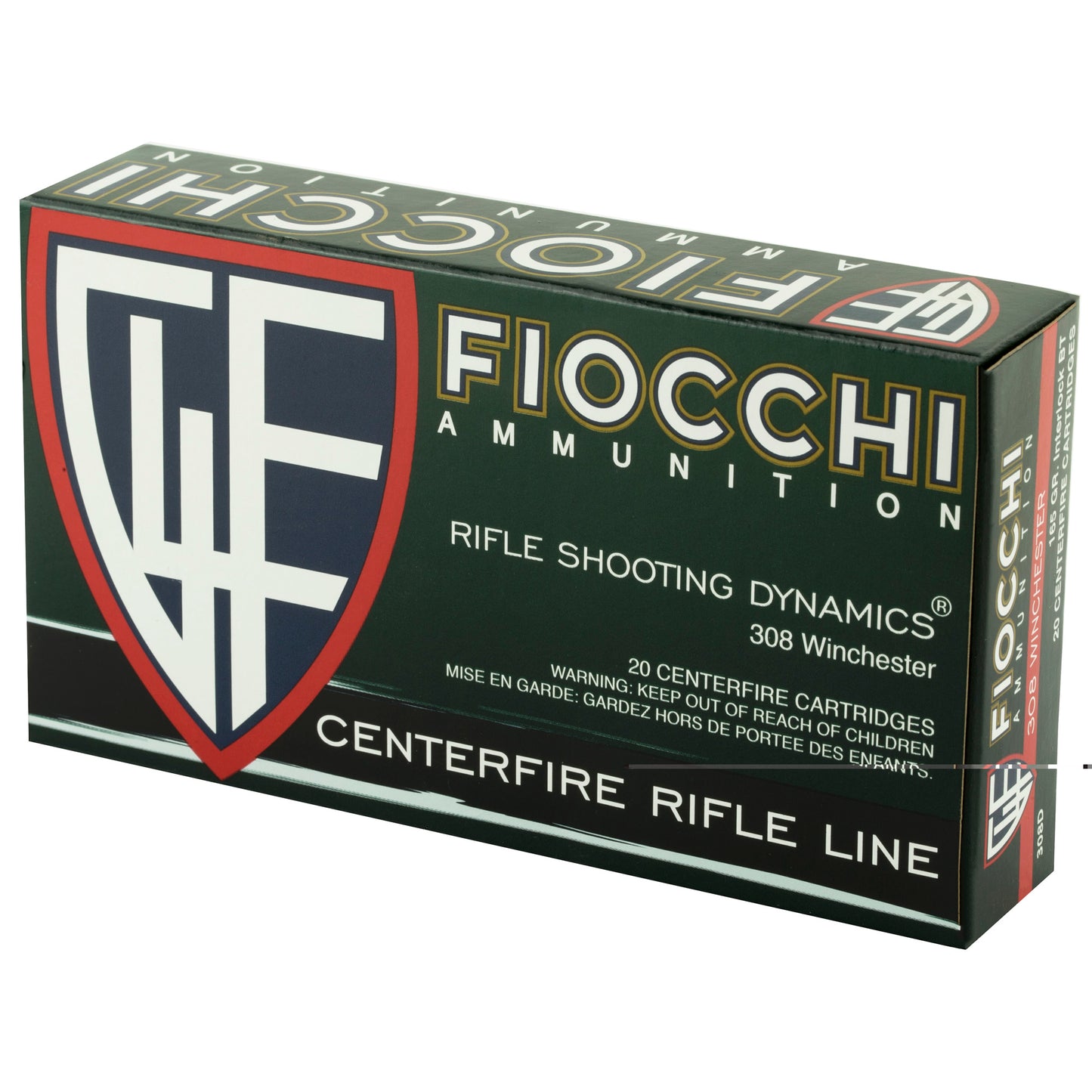 Fiocchi, .308 Winchester, 165 Grain, InterLock Boat Tail Soft Point, 20 Round Box
