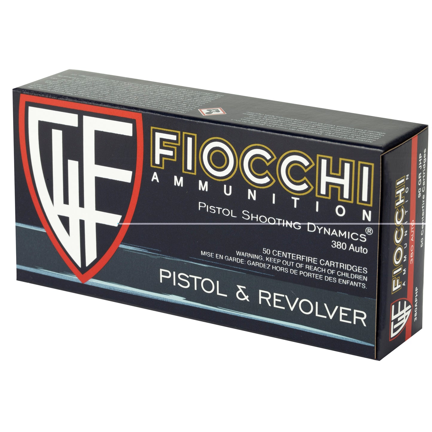 Fiocchi, 380ACP, 90 Grain, Jacketed Hollow Point, 50 Round Box