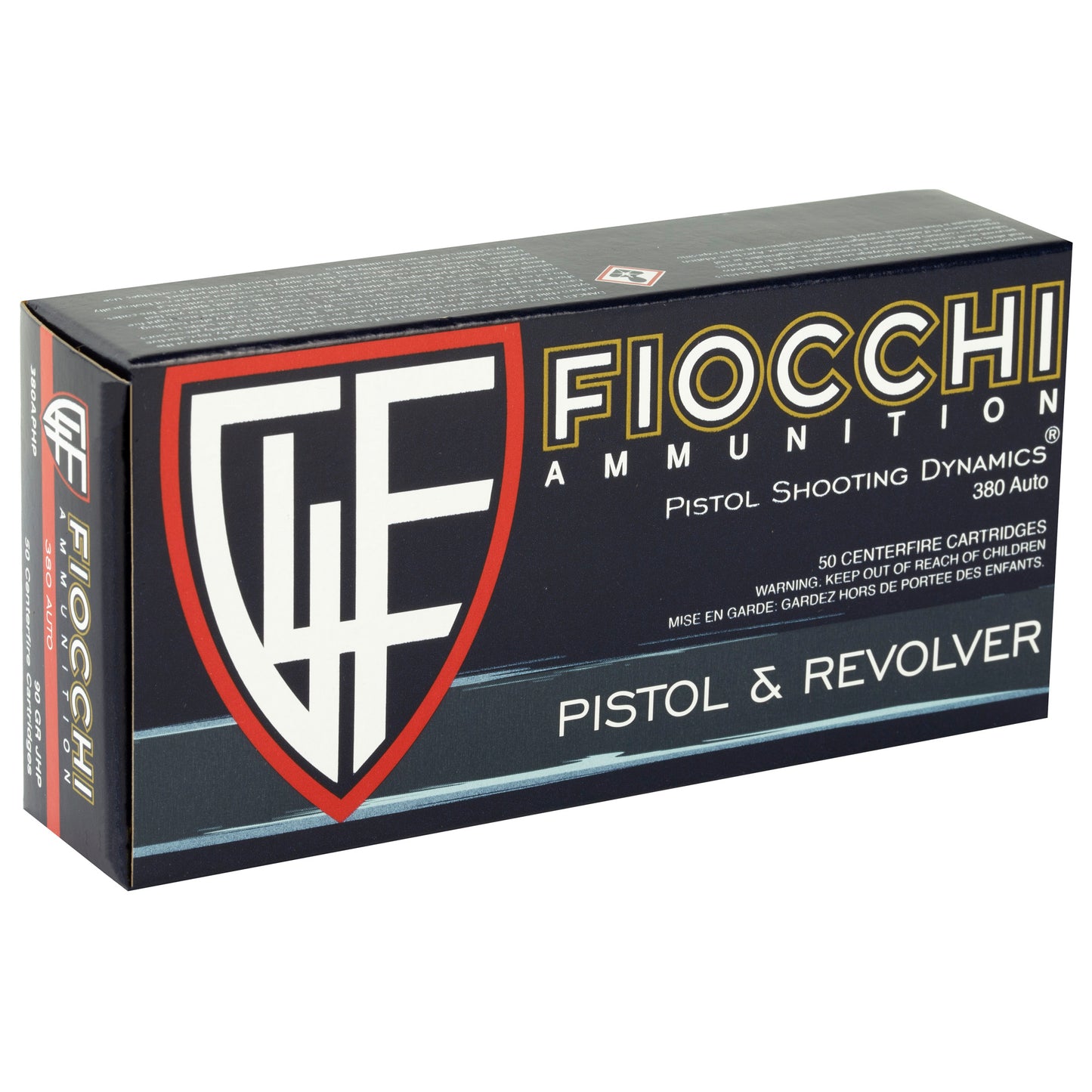Fiocchi, 380ACP, 90 Grain, Jacketed Hollow Point, 50 Round Box