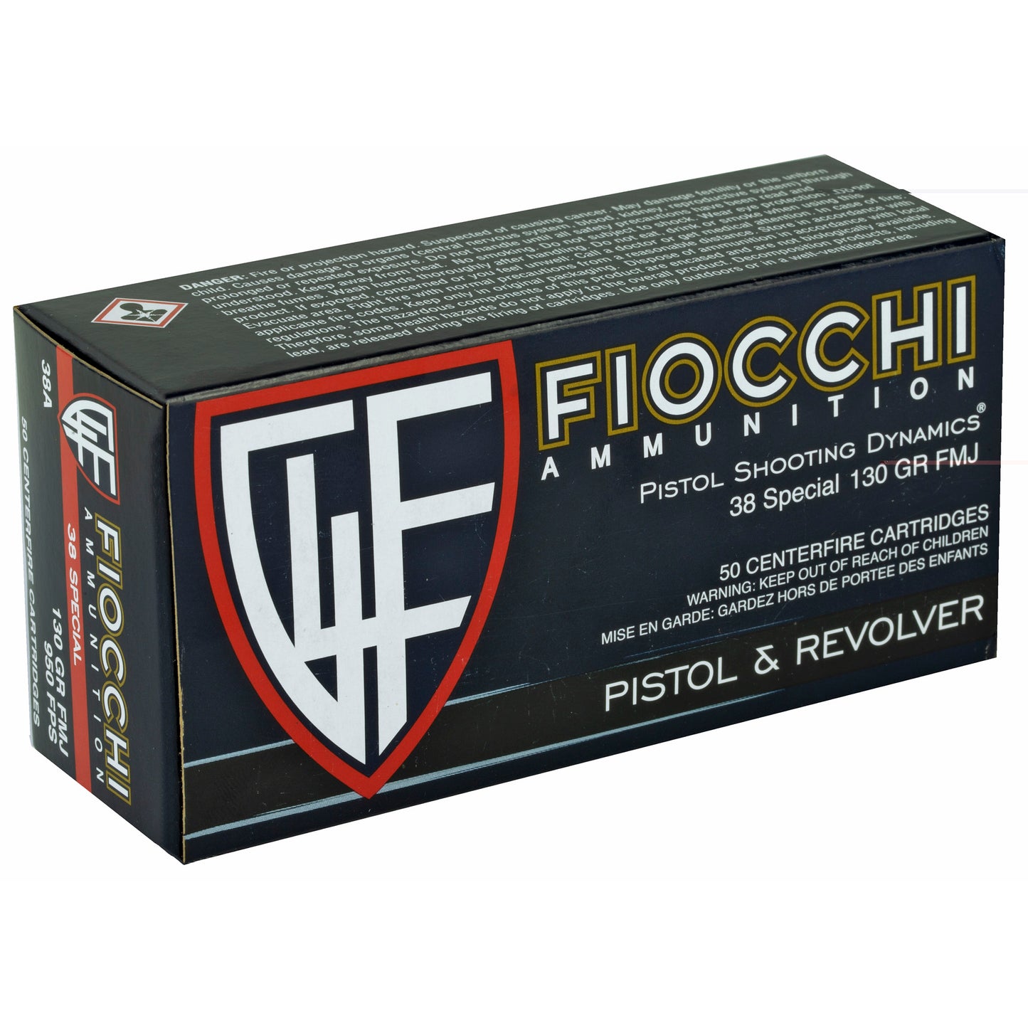 Fiocchi, .38 Special, 130 Grain, Full Metal Jacket, 50 Round Box