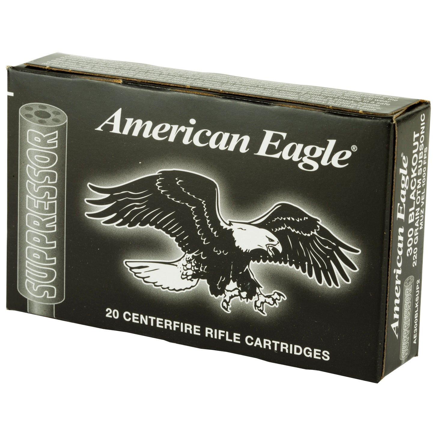 Federal, American Eagle, Suppressor Ammunition, 300AAC Blackout, 220 Grain, Open Tip Match, 20 Round Box