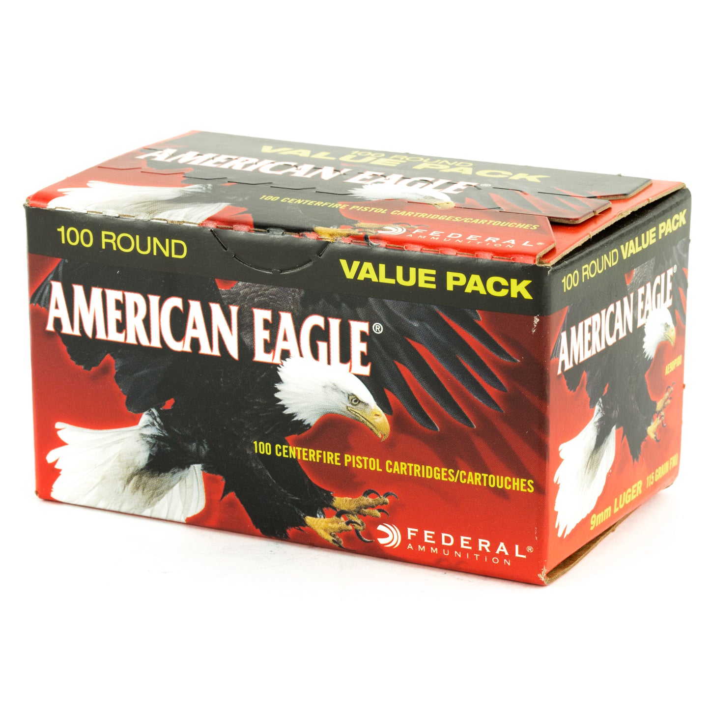 Federal, American Eagle, 9mm, 115 Grain, Full Metal Jacket Value Pack, 100 Round Box