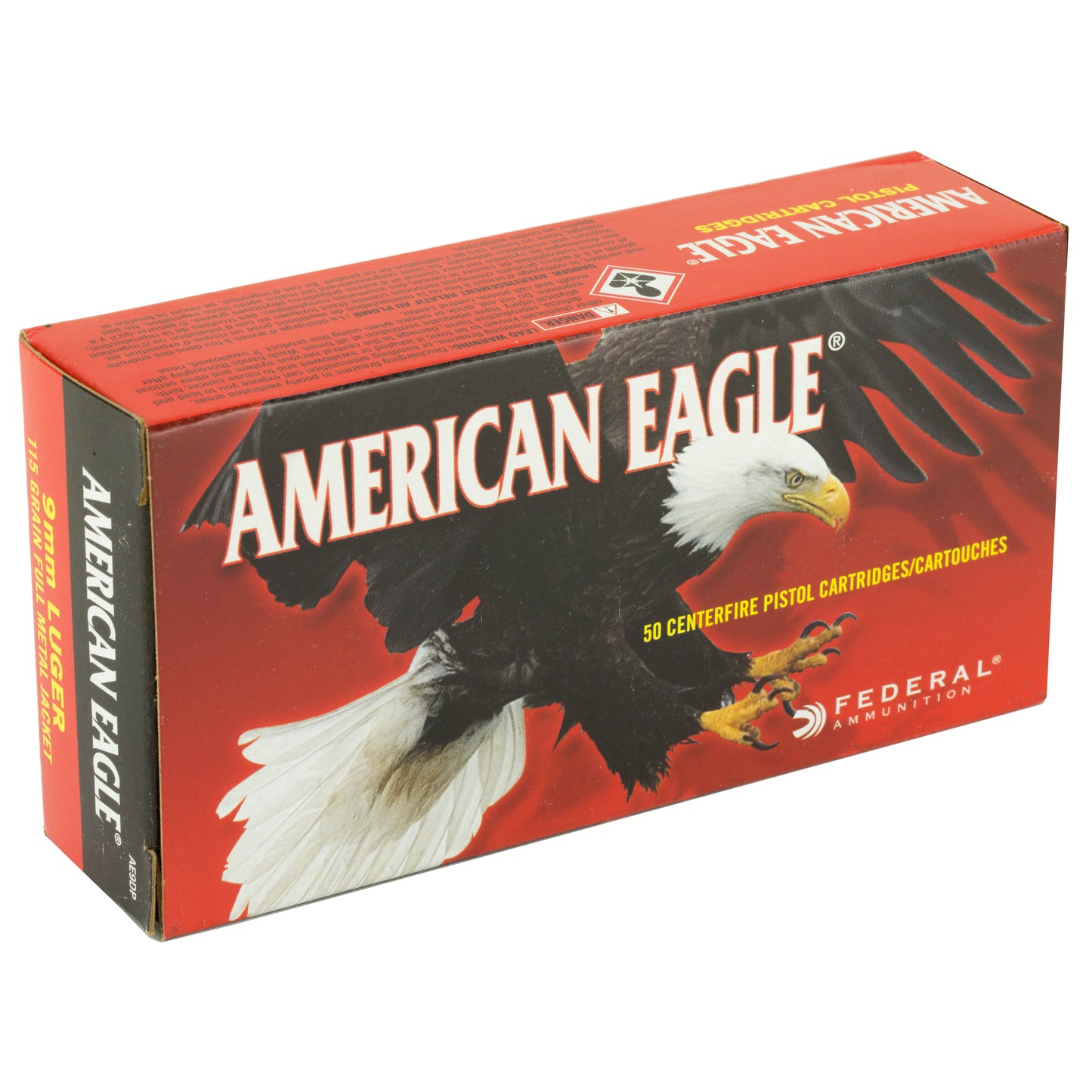Federal, American Eagle, 9MM, 115 Grain, Full Metal Jacket, 50 Round Box