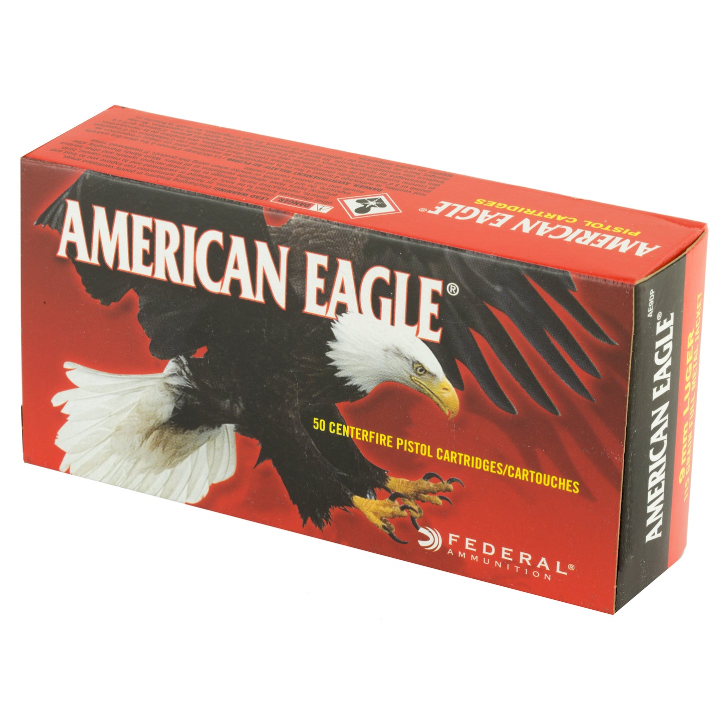 Federal, American Eagle, 9MM, 115 Grain, Full Metal Jacket, 50 Round Box