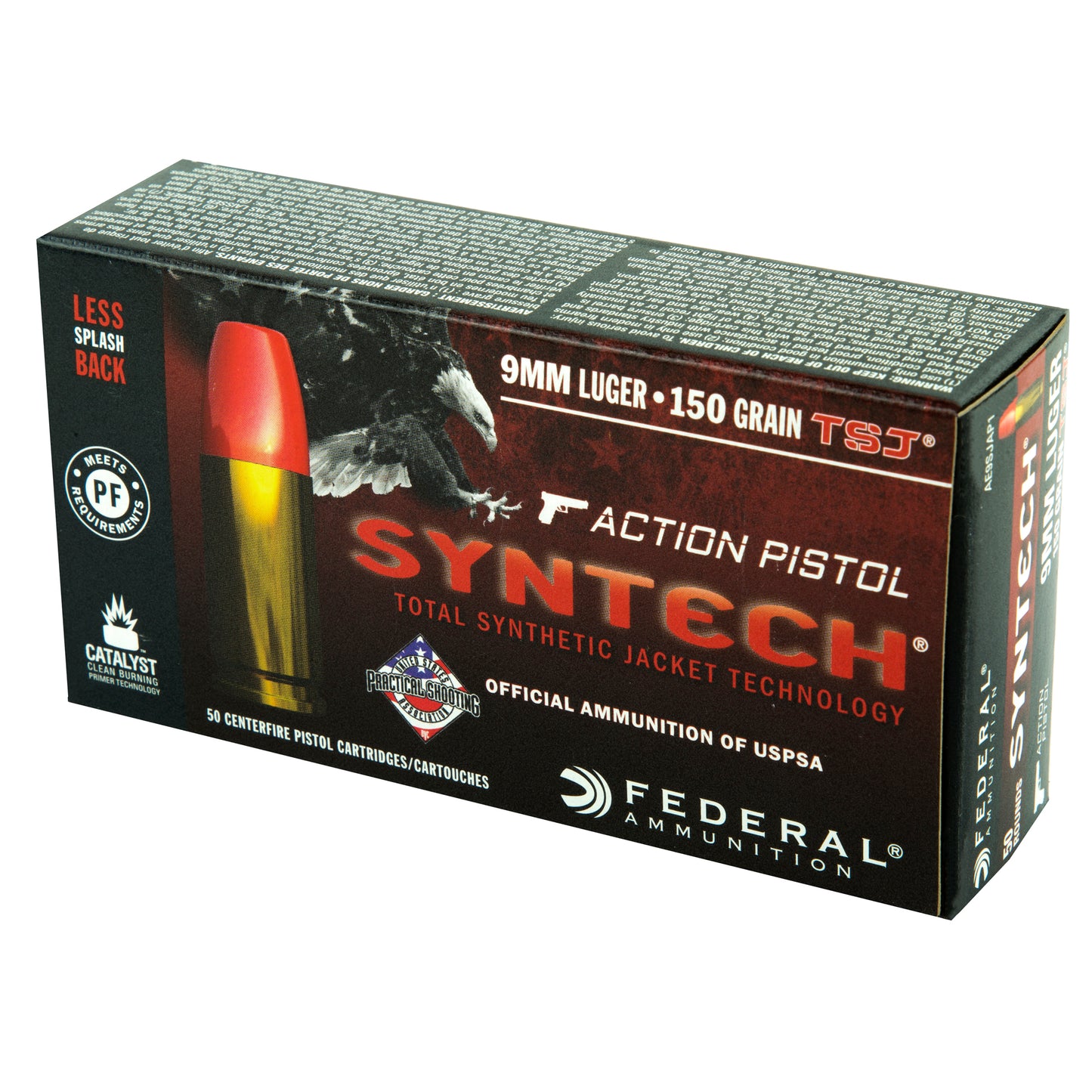 Federal, Syntech Action Pistol, 9MM, 150 Grain, Total Synthetic Jacket, 50 Round Box