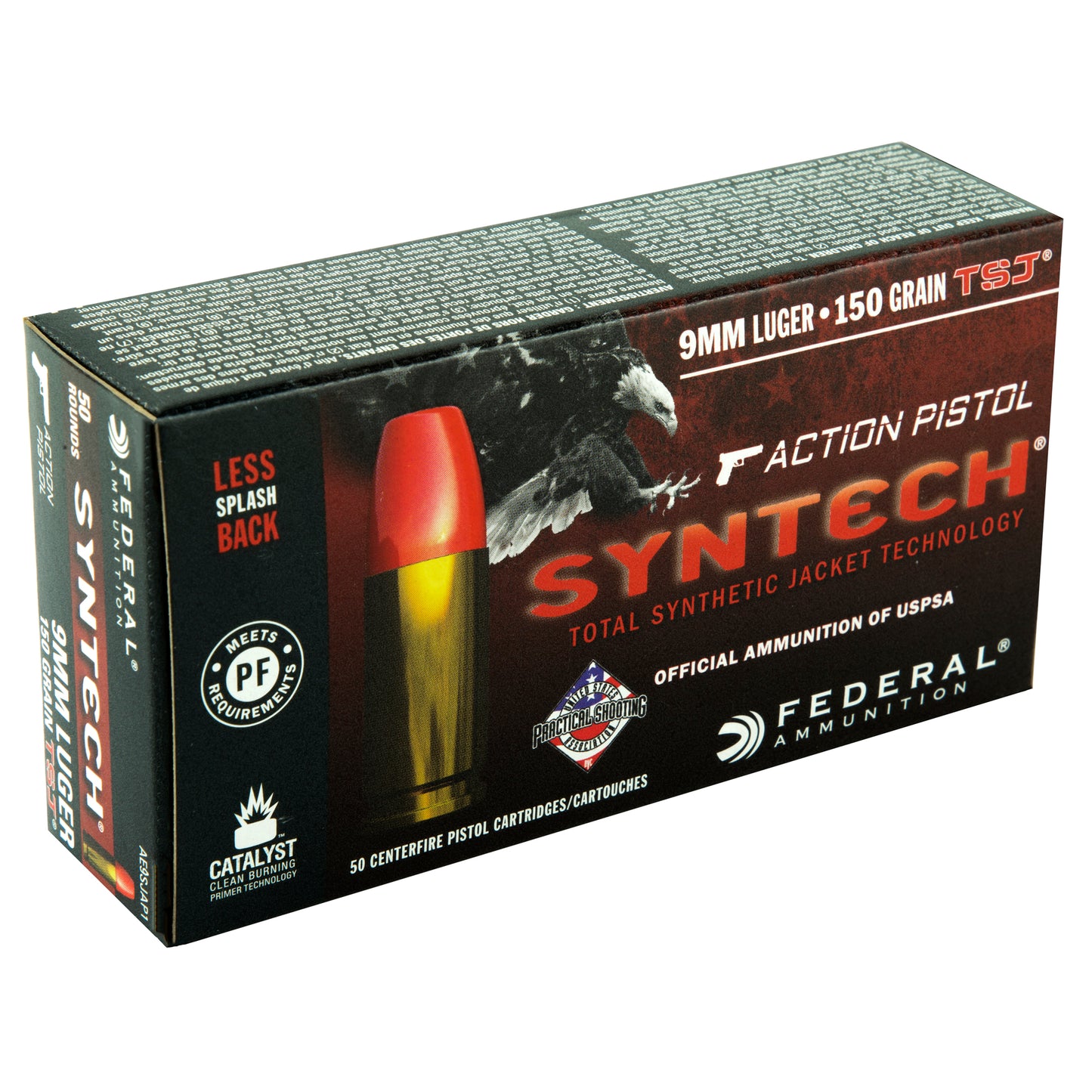 Federal, Syntech Action Pistol, 9MM, 150 Grain, Total Synthetic Jacket, 50 Round Box