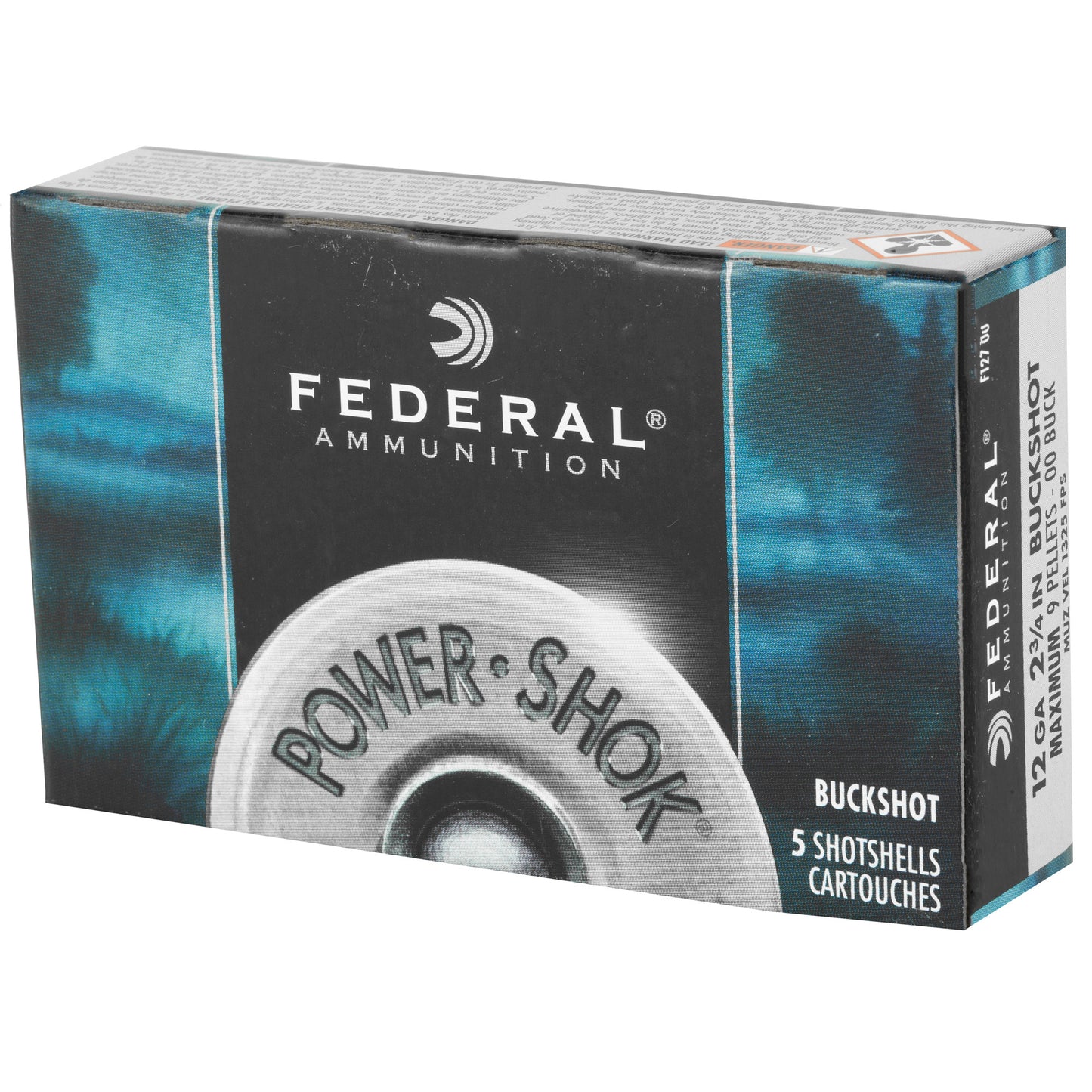 Federal, PowerShok, 12 Gauge, 2.75", 00 Buck, Max Dram, Buckshot, 9 Pellets,5 Round Box