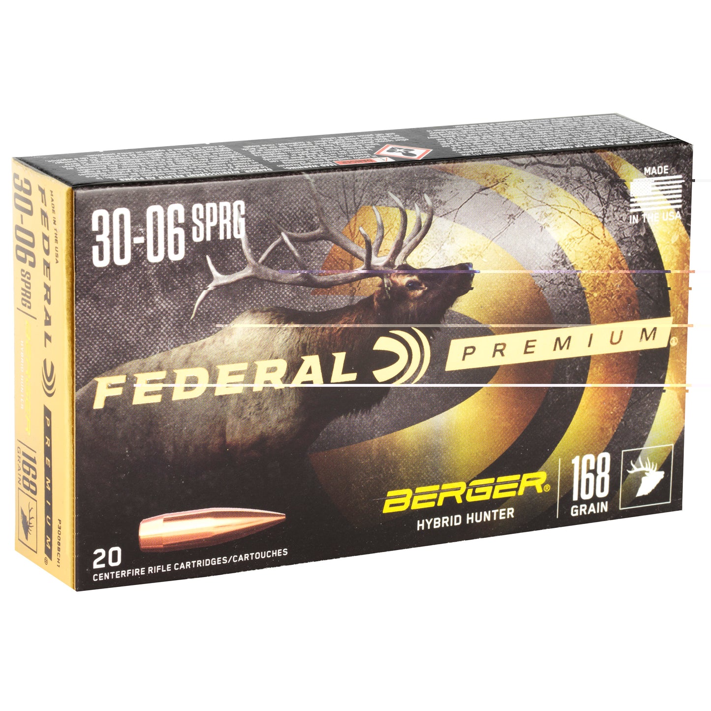 Federal, Premium, Berger Hybrid Hunter, 30-06, 168 Grain, 20 Round Box