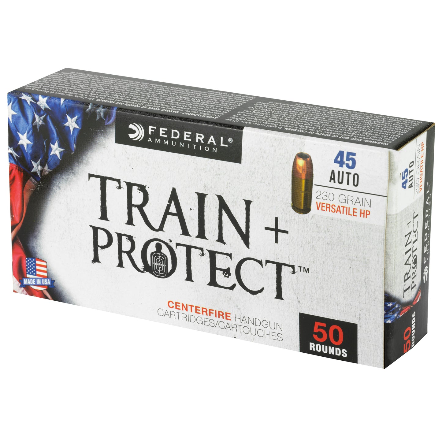 Federal, Train & Protect, 45 ACP, 230 Grain, Versatile Hollow Point, 50 Round Box