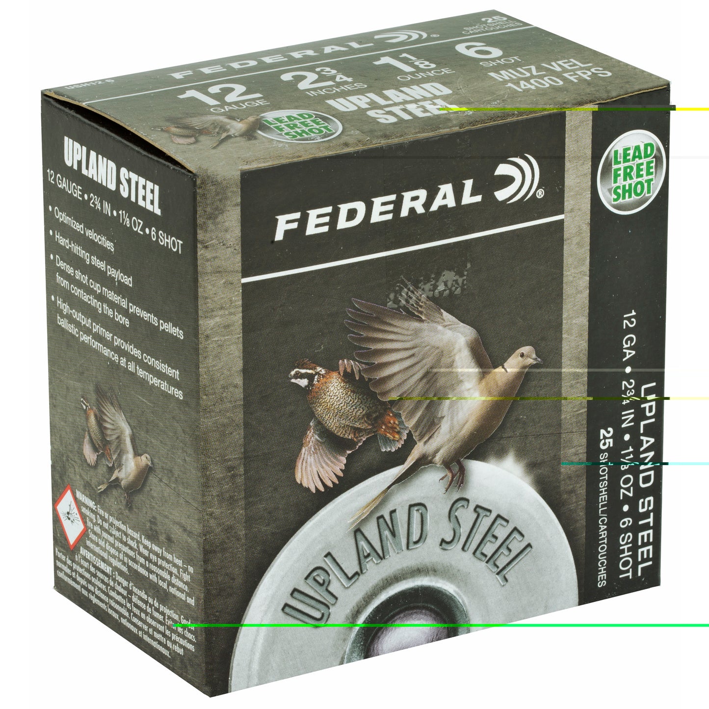 Federal, Field & Range Steel, 12 Gauge, 2.75", #6, 1 1/8 oz, Steel Shot, 25 Round Box