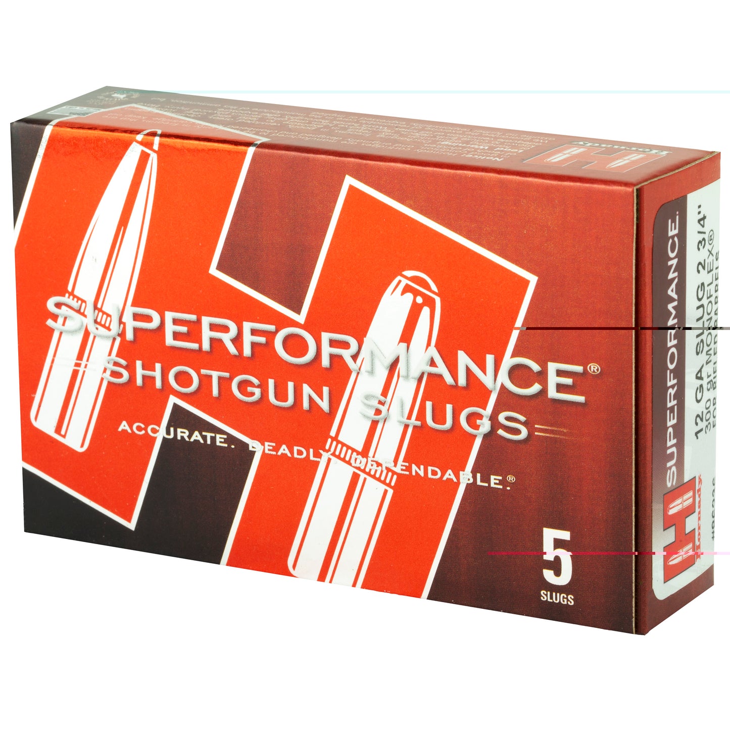 Hornady, Superformance, 12 Gauge,2.75", 300 Grain, MonoFlex, Sabot Slug, 5 Round Box
