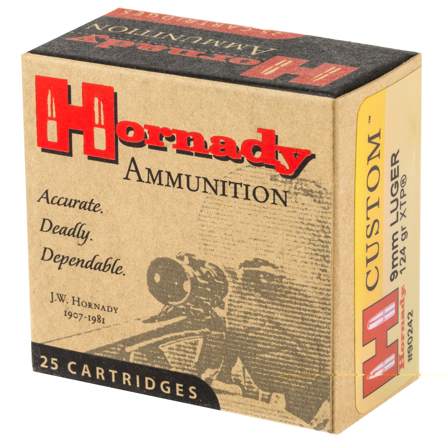Hornady, Custom, Self Defense, 9MM, 124 Grain, XTP, 25 Round Box