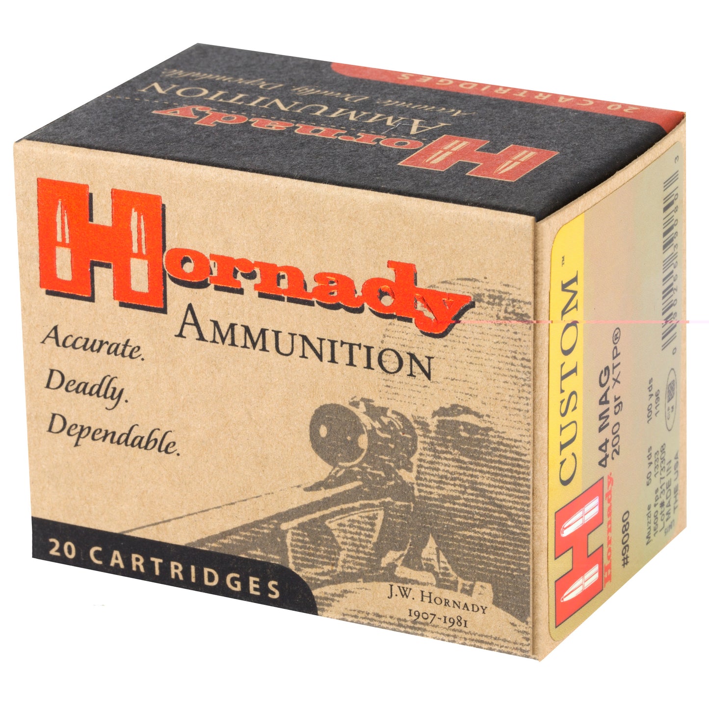 Hornady, Custom, 44 Mag, 200 Grain, XTP, 20 Round Box