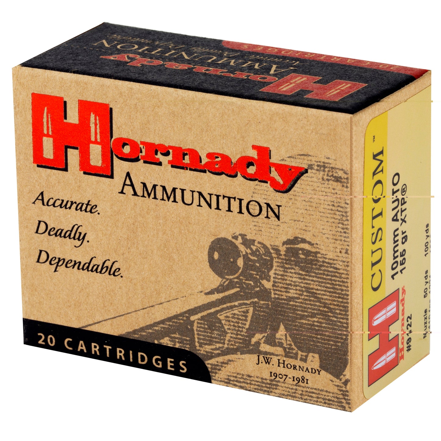 Hornady, Custom Ammunition, 10MM, 155 Grain, Hollow Point, XTP, 20 Round Box