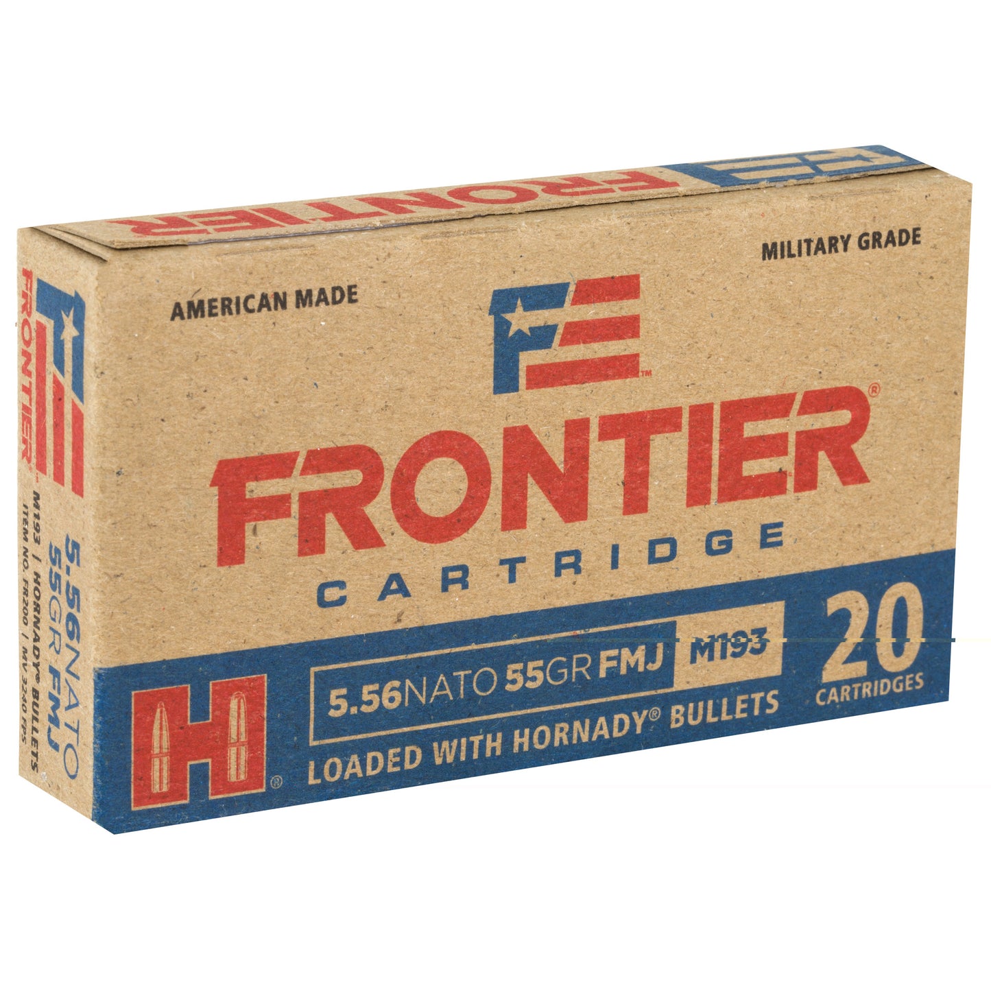 Frontier Cartridge, Lake City, 556 NATO, 55 Grain, FM193, FMJ, 20 Round Box