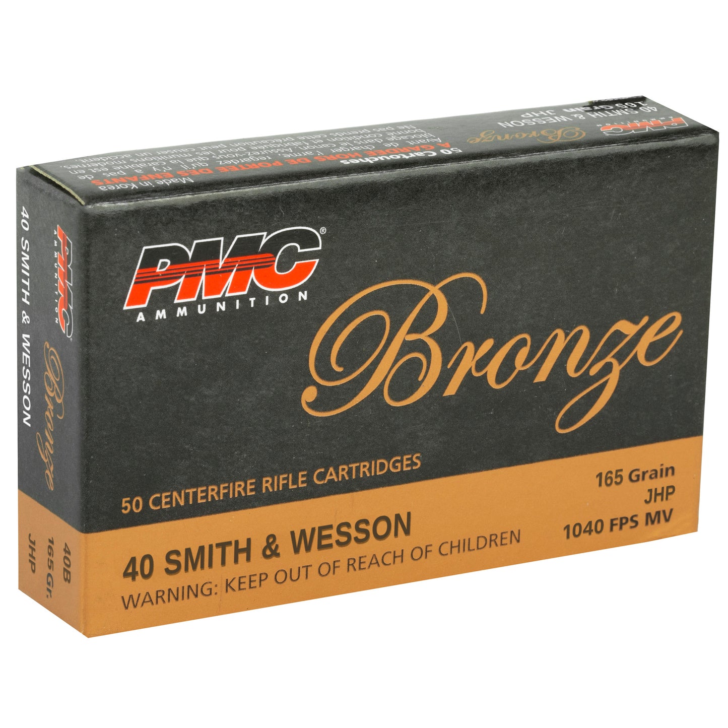 PMC, Bronze, 40S&W, 165 Grain, Jacketed Hollow Point, 50 Round Box