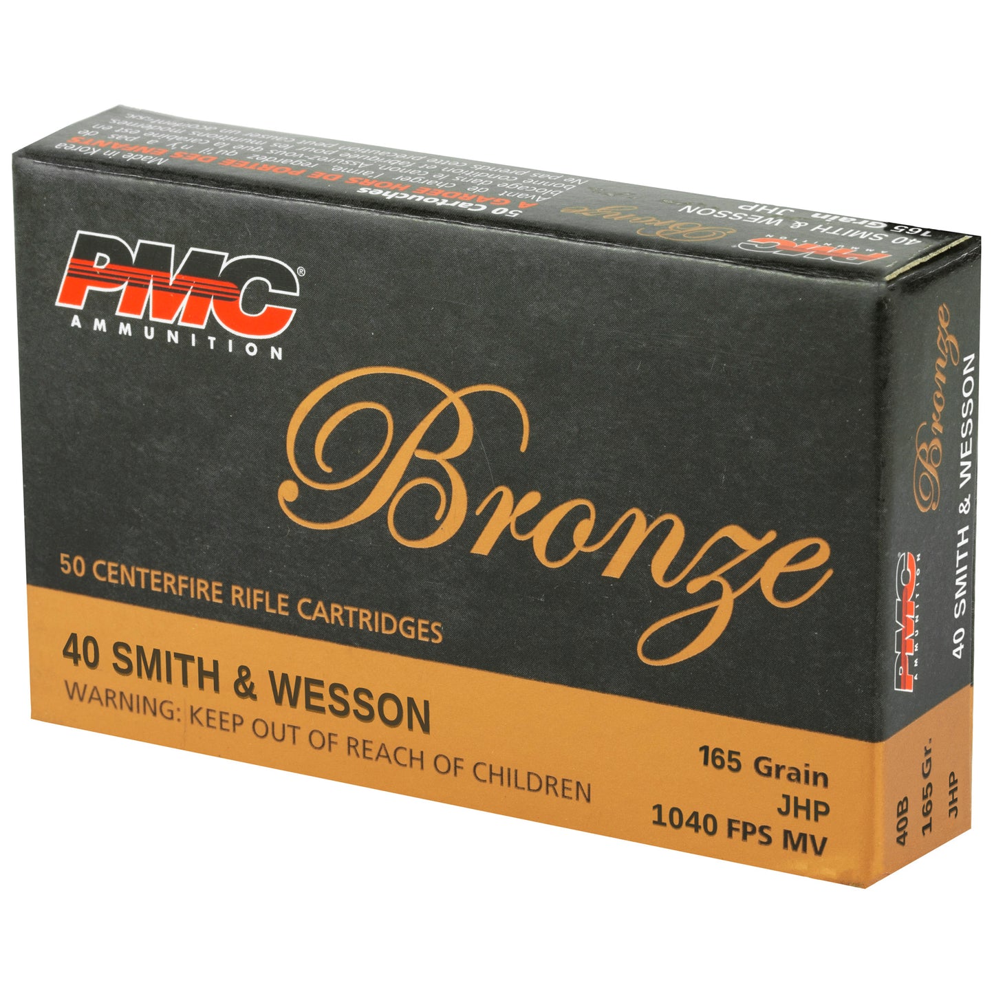 PMC, Bronze, 40S&W, 165 Grain, Jacketed Hollow Point, 50 Round Box