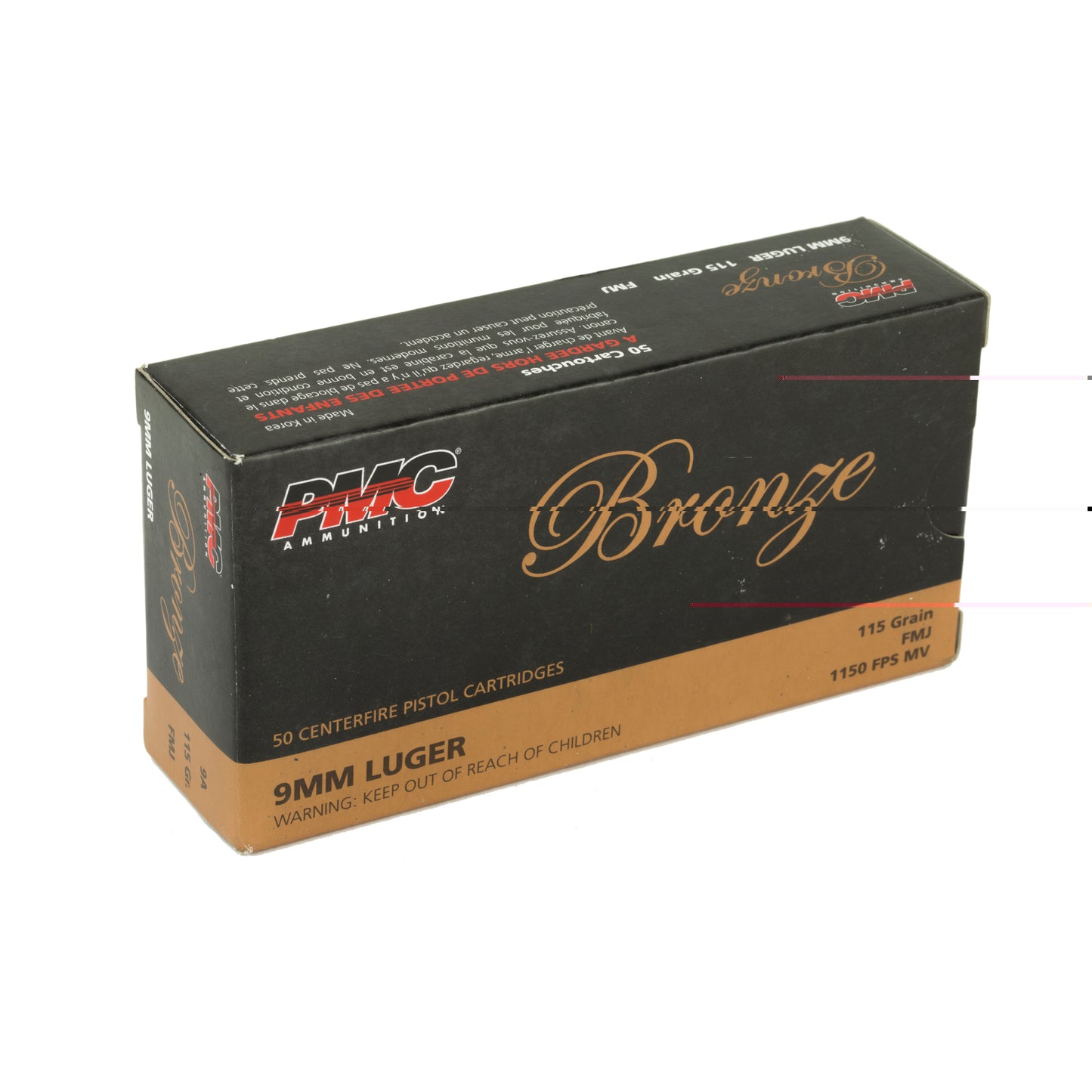 PMC, Bronze 9MM, 115 Grain, Full Metal Jacket, 50 Round Box