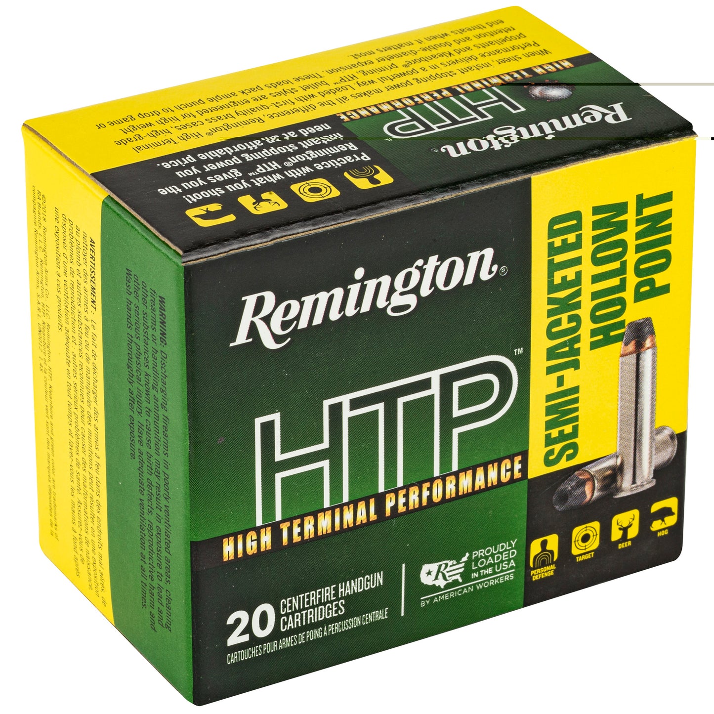 Remington, High Terminal Performance, 38 Special, 110 Grain, Semi Jacketed Hollow Point, 20 Round Box