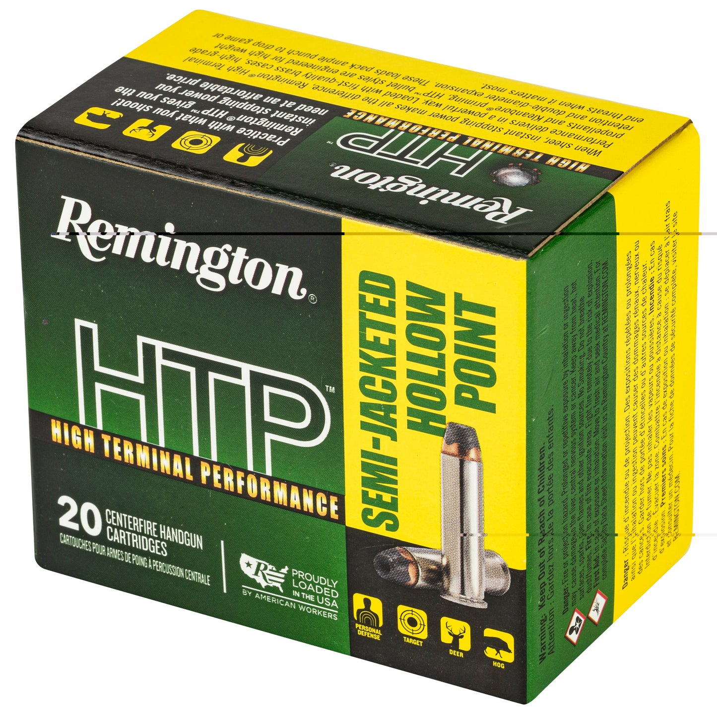 Remington, High Terminal Performance, 38 Special, 110 Grain, Semi Jacketed Hollow Point, 20 Round Box