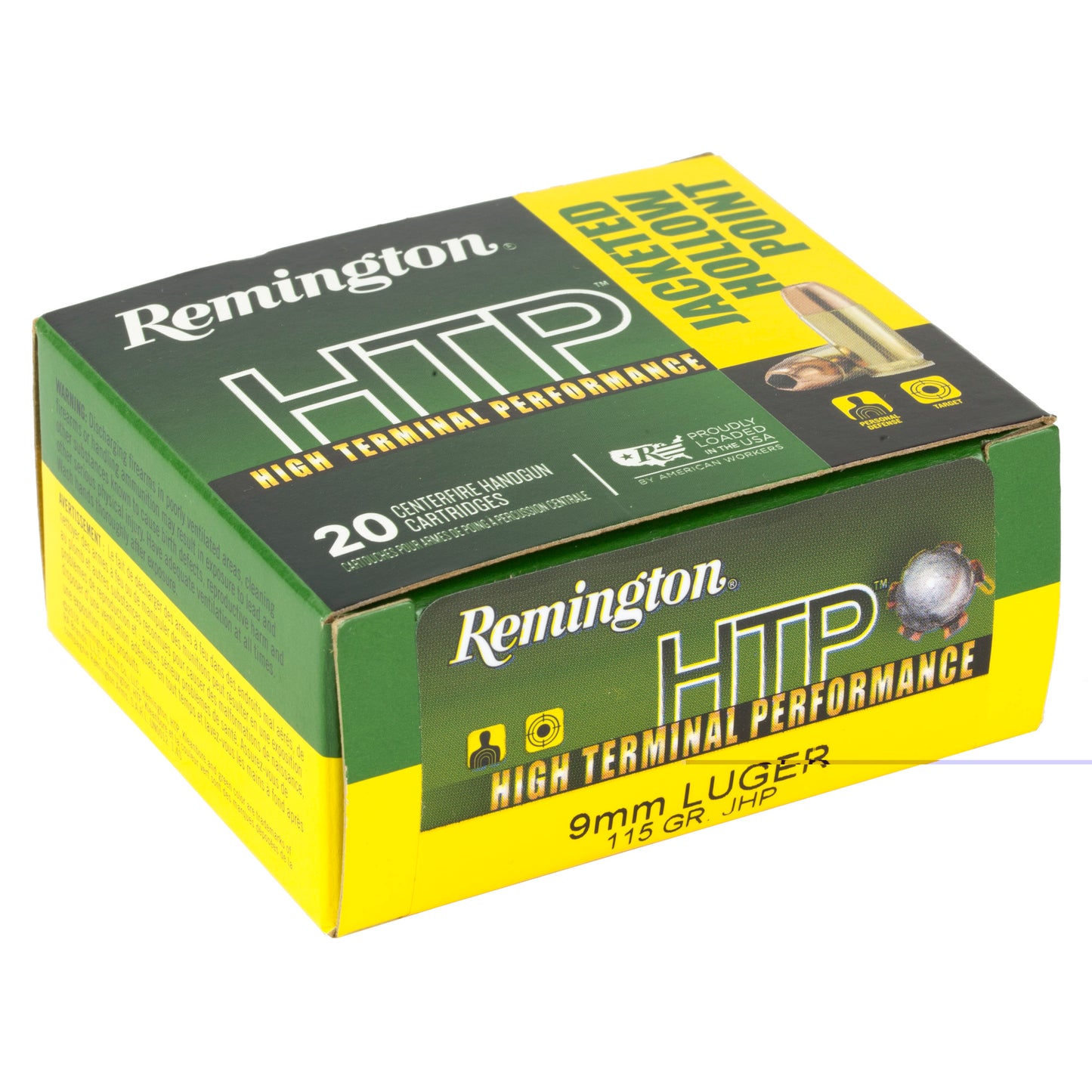 Remington, High Terminal Performance, 9MM, 115 Grain, Jacketed Hollow Point, 20 Round Box
