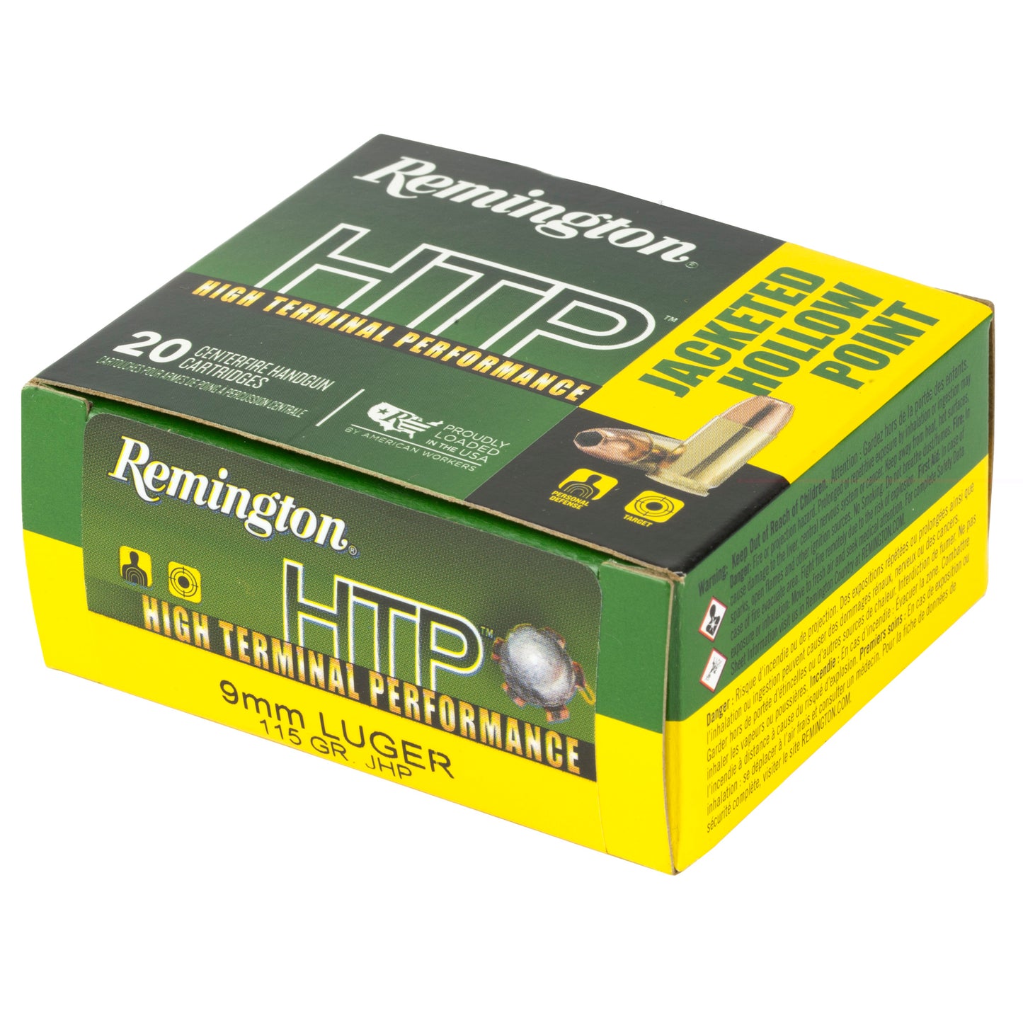 Remington, High Terminal Performance, 9MM, 115 Grain, Jacketed Hollow Point, 20 Round Box