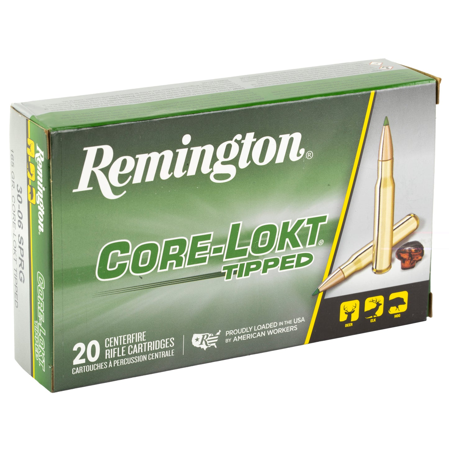 Remington, CORE-LOKT, TIPPED, 30-06 Springfield, 165 Grain, Polymer Tip, 20 Round Box