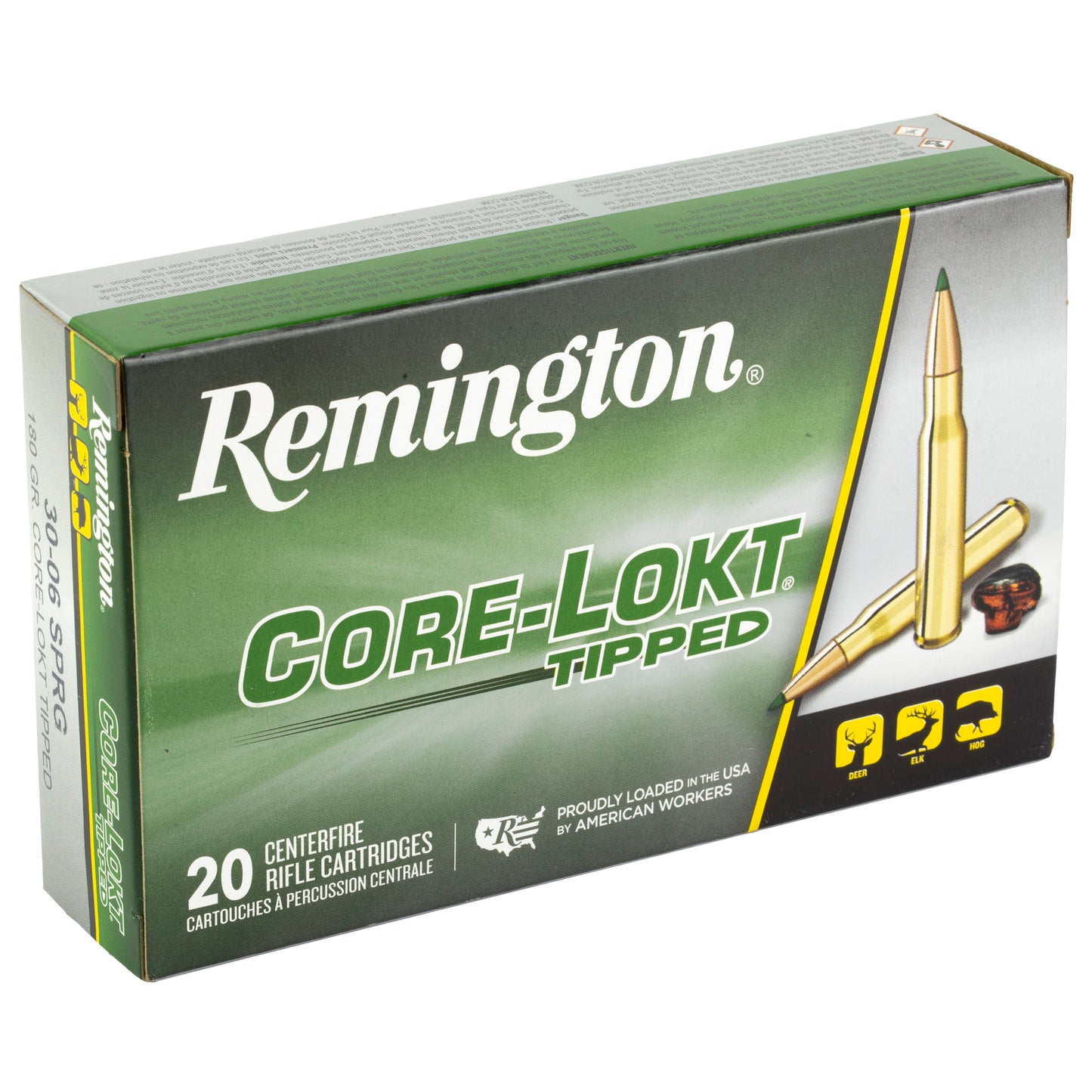 Remington, CORE-LOKT, TIPPED, 30-06 Springfield, 180 Grain, Polymer Tip, 20 Round Box