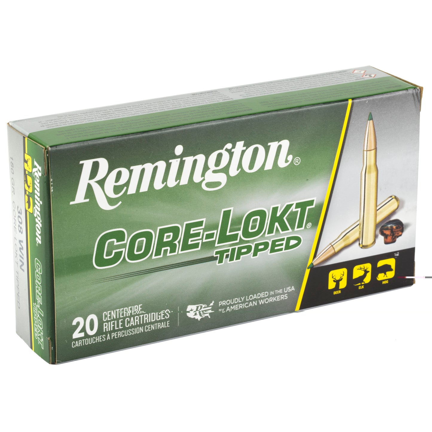 Remington, CORE-LOKT, TIPPED, 308 Winchester, 180 Grain, Polymer Tip, 20 Round Box