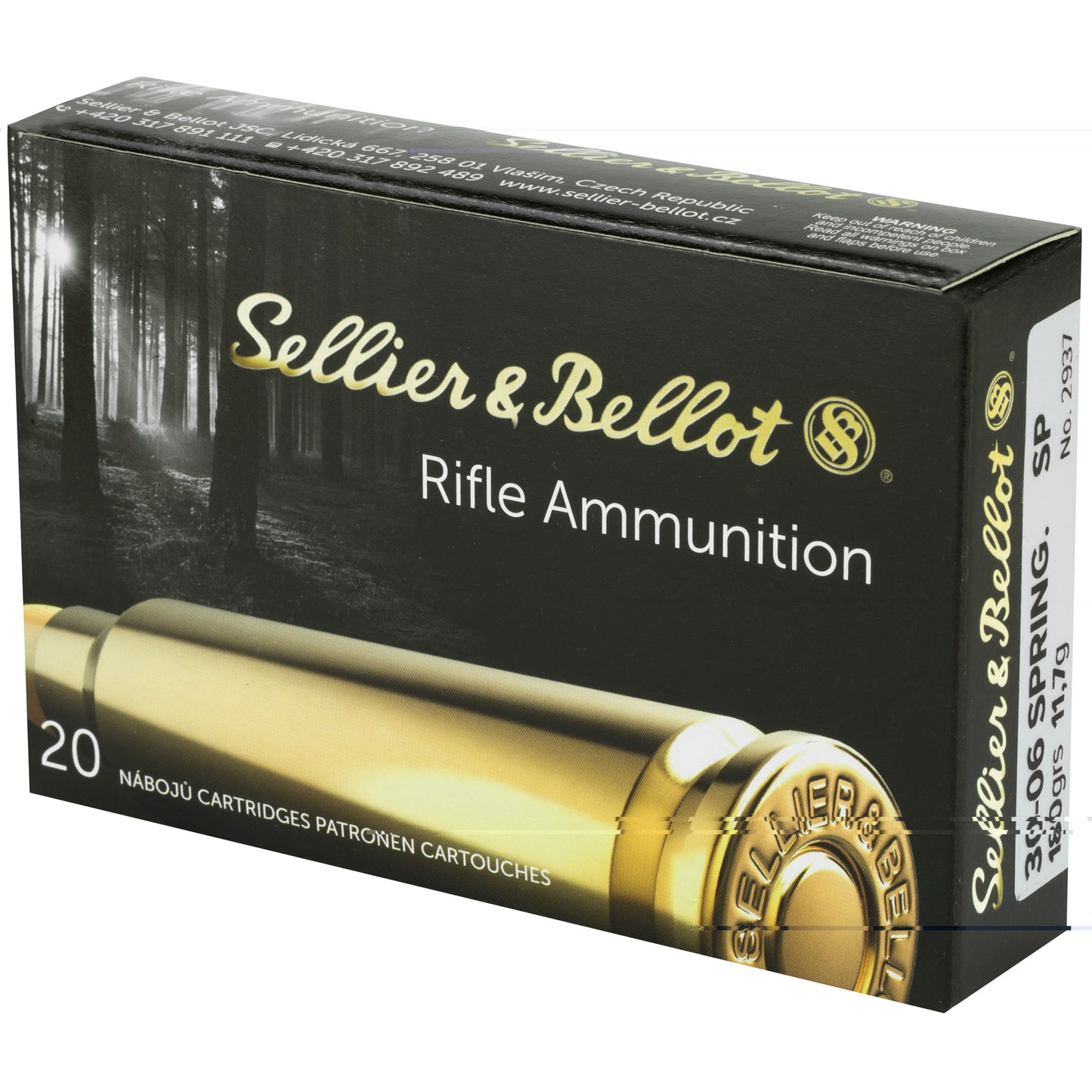 Sellier & Bellot, Rifle, 30-06, 180 Grain, Soft Point, 20 Round Box