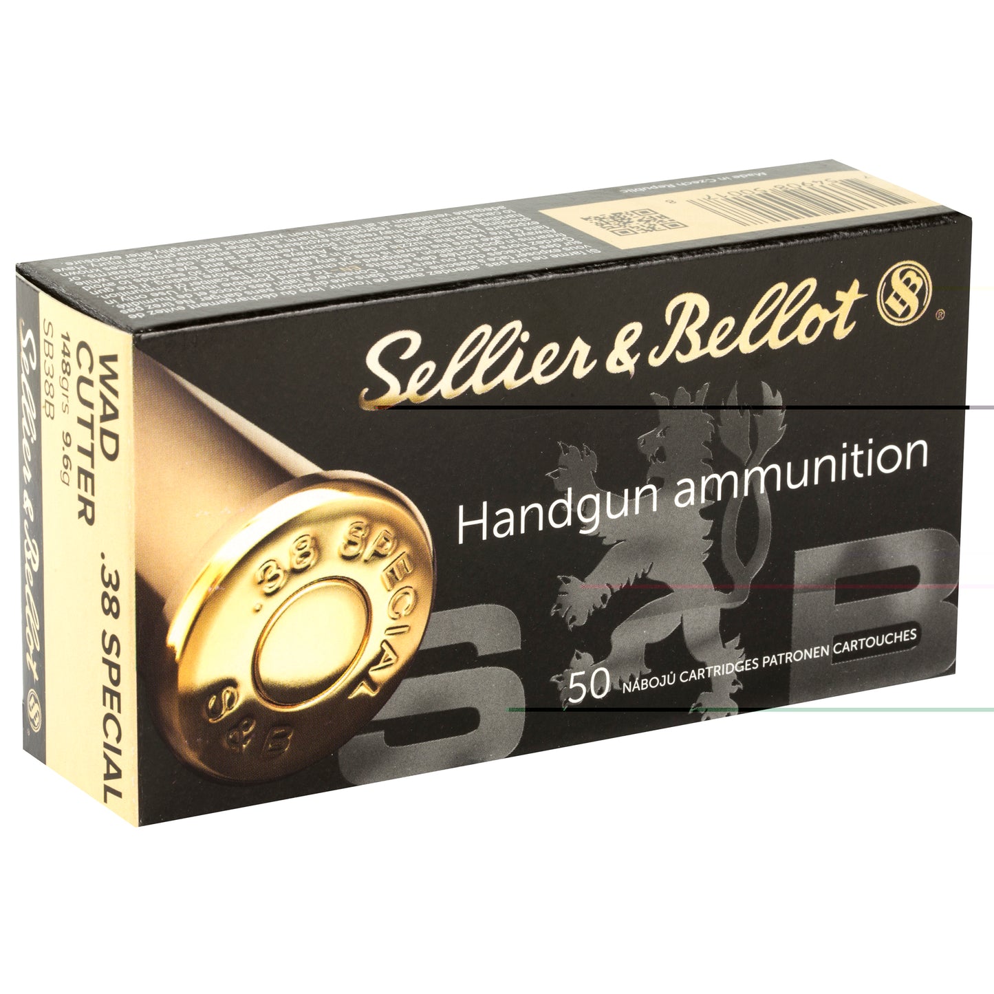 Sellier & Bellot, Pistol, 38 Special, 148 Grain, Wadcutter, 50 Round Box