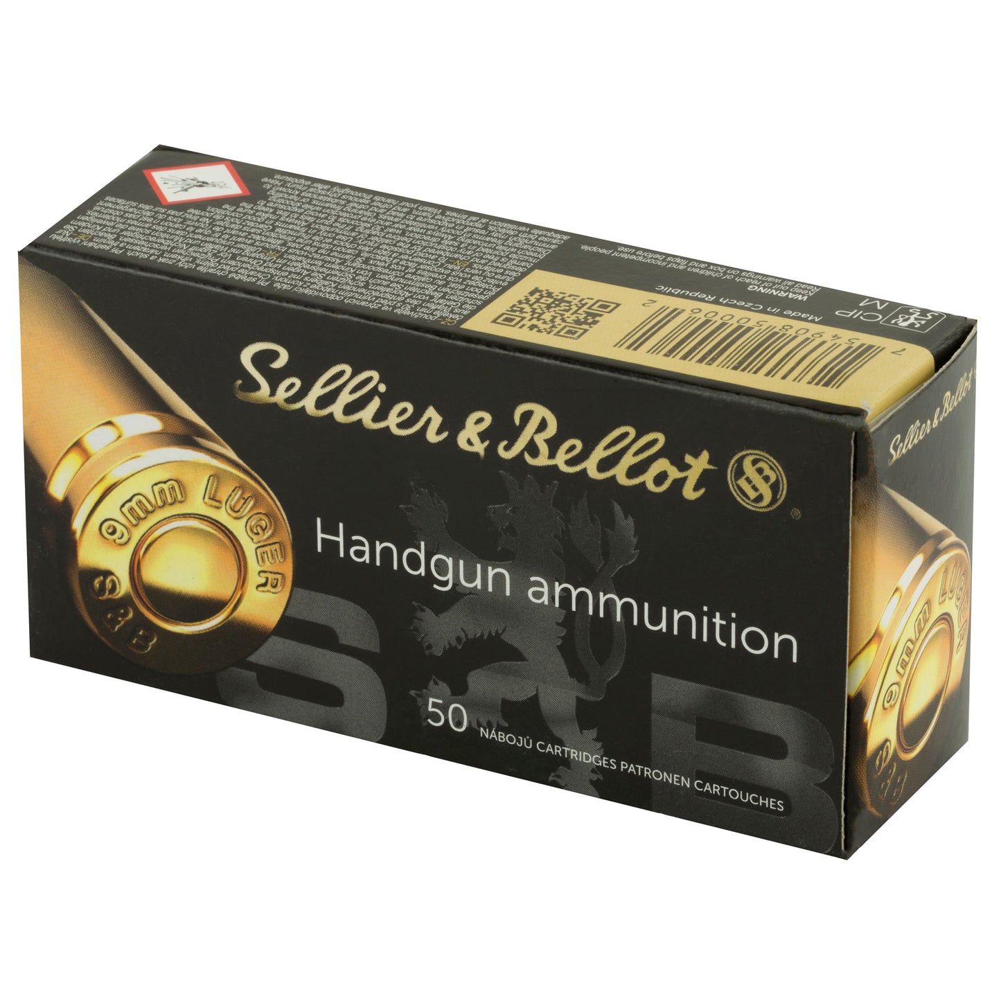 Sellier & Bellot, Pistol, 9MM, 115 Grain, Jacketed Hollow Point, 50 Round Box