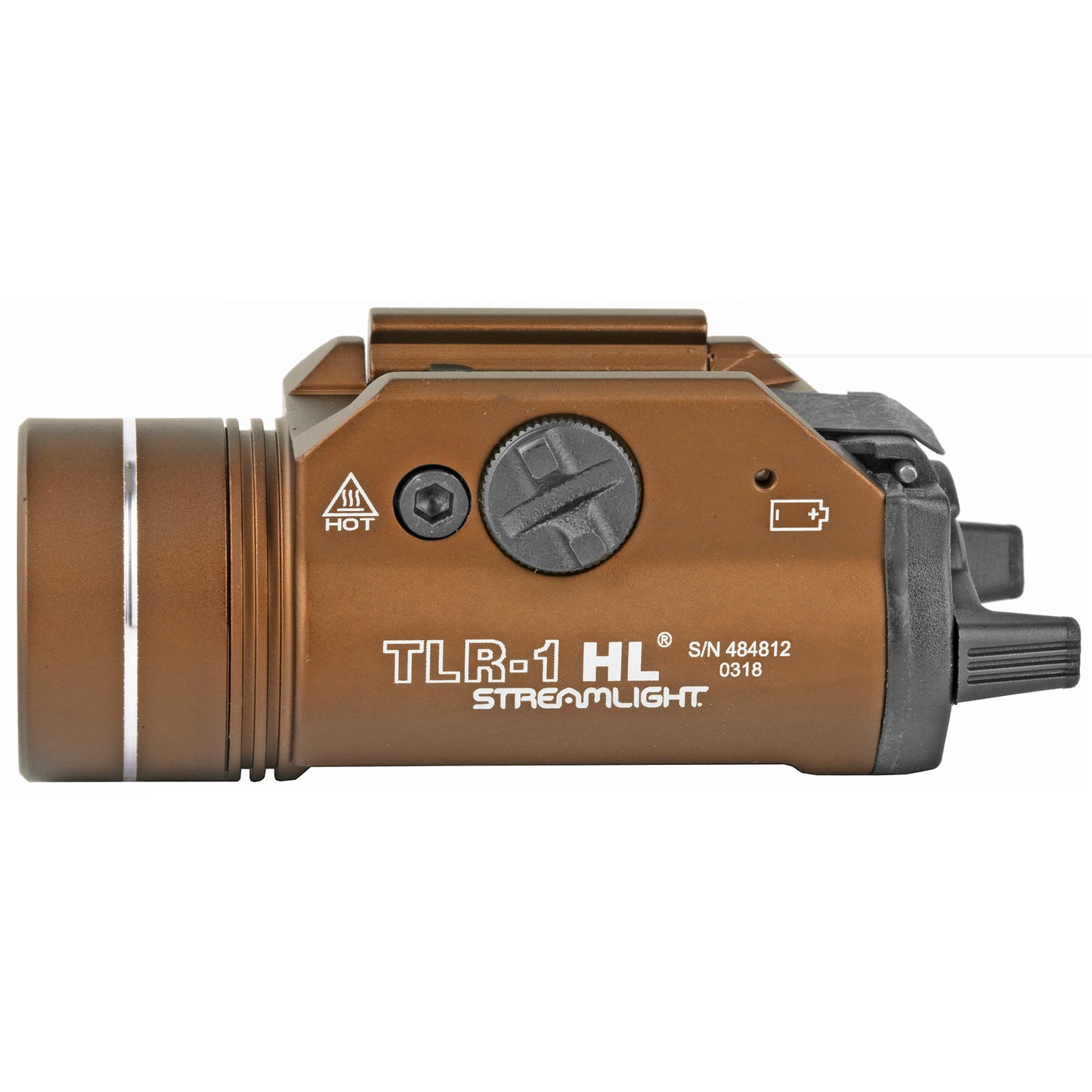 Streamlight, TLR-1 HL, High Lumen Rail Mounted Tactical Light, Pistol and Picatinny, FDE Brown, C4 LED 1000 Lumens With Strobe, 2x CR123 Batteries
