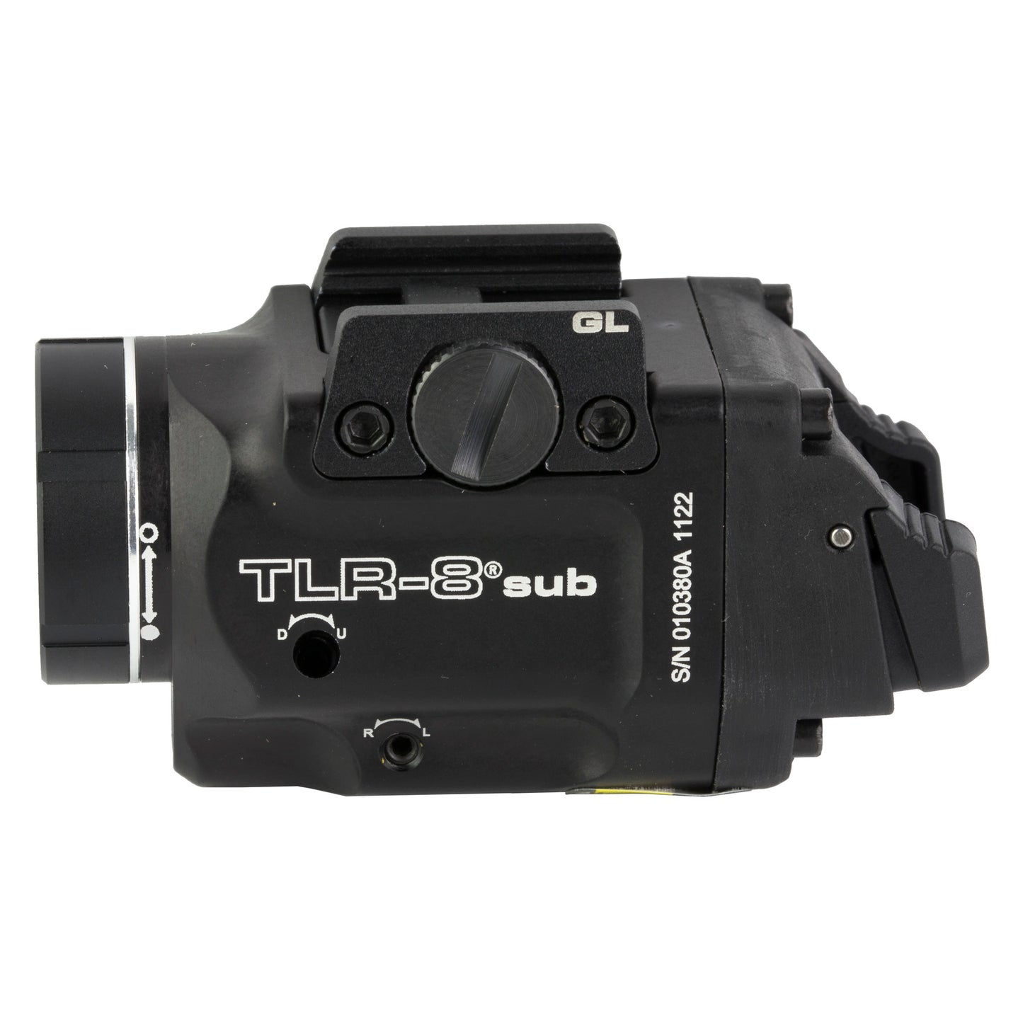 Streamlight, Streamlight TLR-8 Sub, White LED with Red Laser, Fits Glock 43x/48 MOS, 500 Lumens, Anodized Finish, Black, Includes (1) CR123a Battery, Low and High Switches