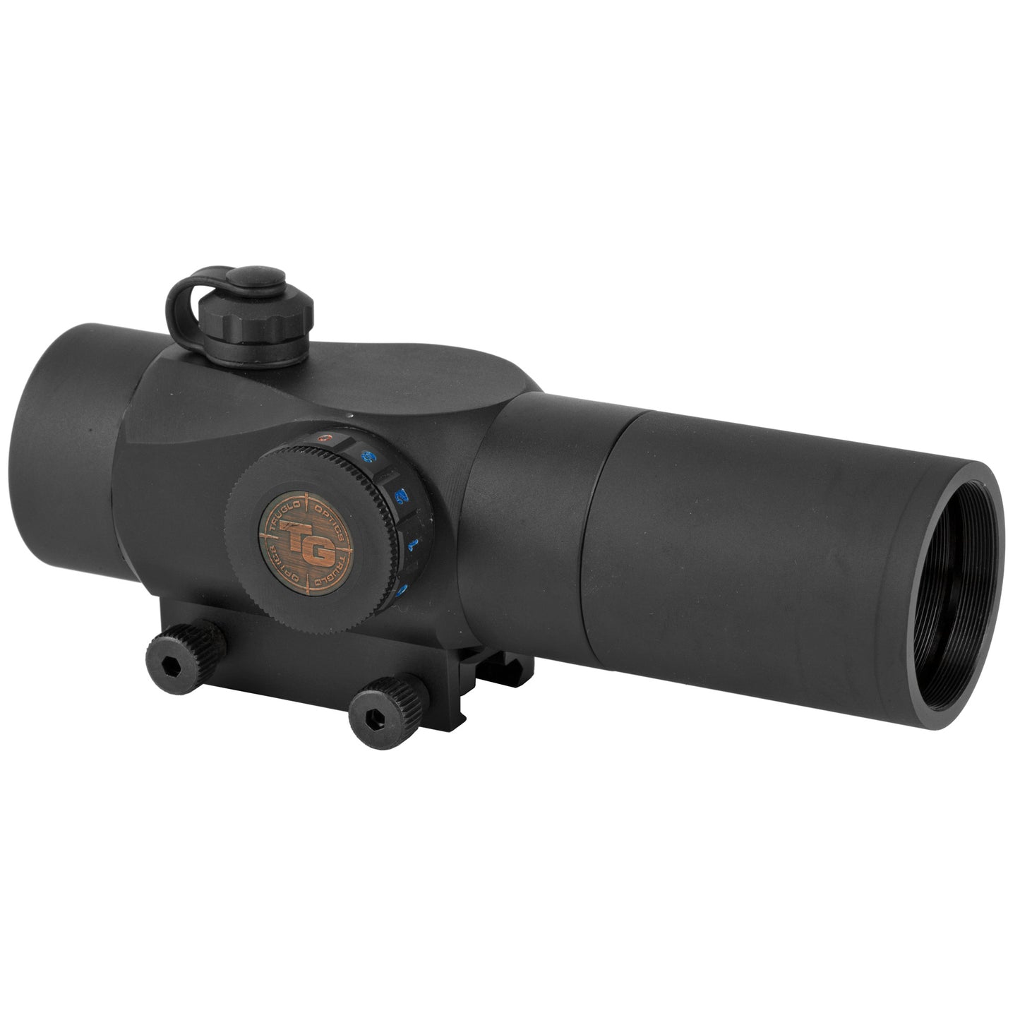 Truglo, Triton Red Dot, 30mm, 3MOA, Red/Green/Blue Reticle Colors, Remote Pressure Switch, See-Thru/Flip-up Lens Caps, Integrated Lanyard System, Fits Picatinny, Black Finish