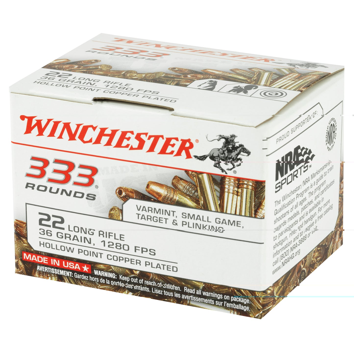 Winchester, Rimfire, .22 LR, 36 Grain, Hollow Point, 333 Round Brick
