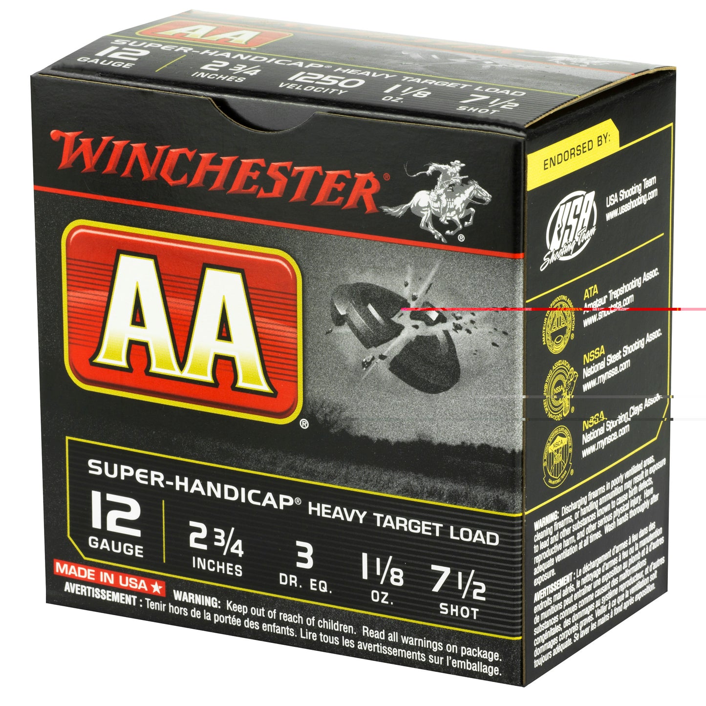 Winchester, AA Super Handicap, 12Ga 2.75", #7.5, Shotshell, 25 Round Box