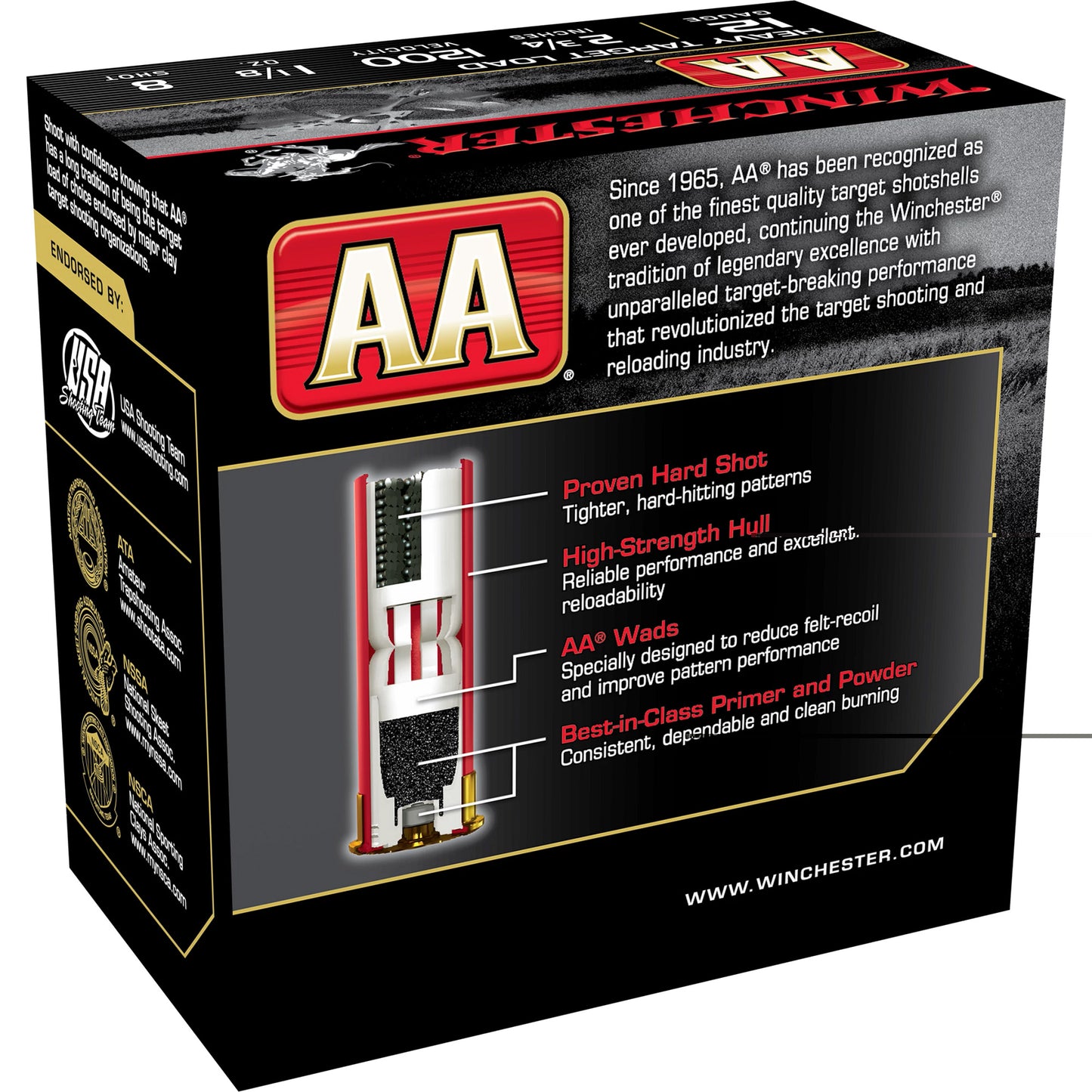 Winchester Ammunition, AA Heavy Target Load, 12 Gauge 2.75", #8, 1 1/8 oz, 25 Round Box