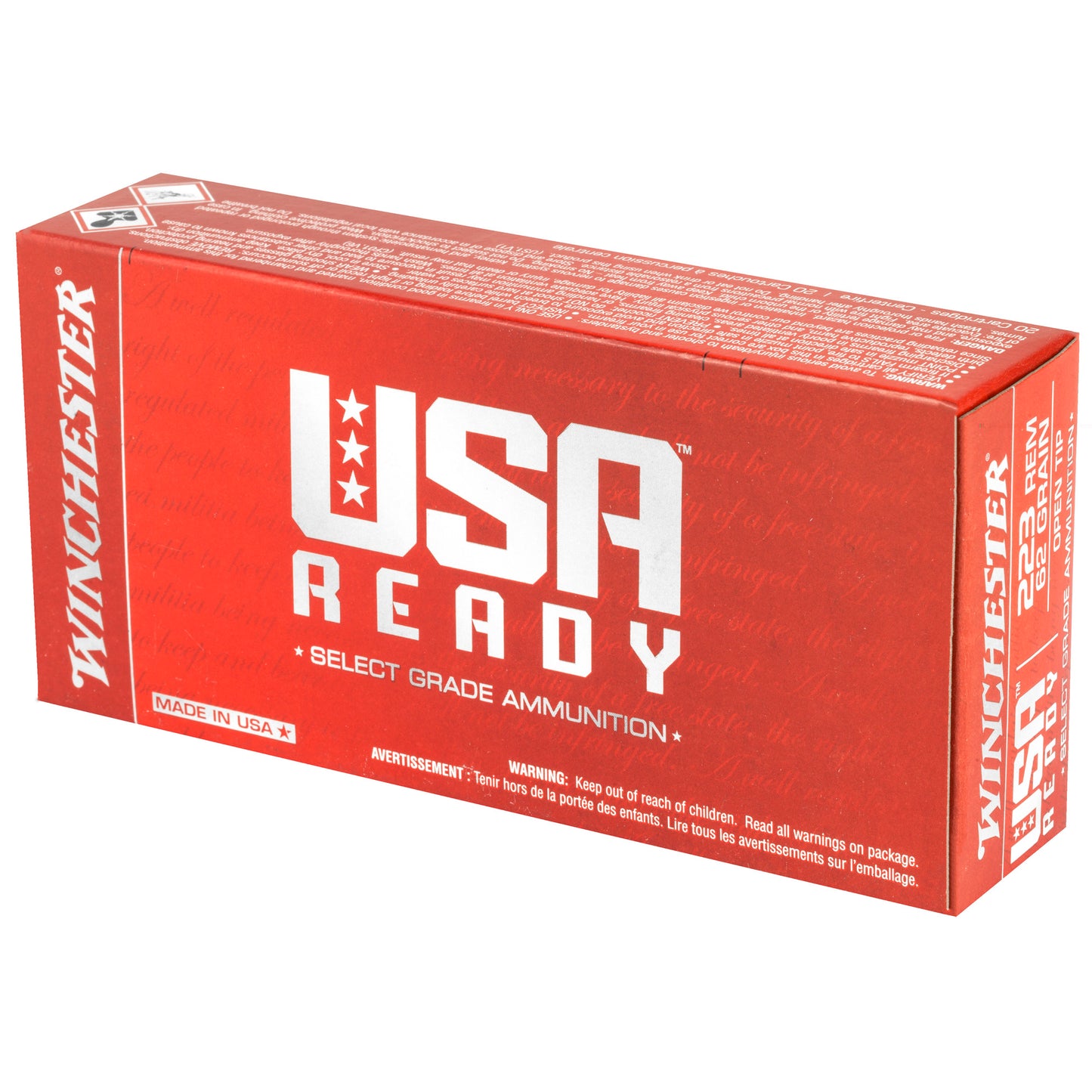 Winchester, USA Ready, 223 Remington, 62Gr, Open Tip, 20 Round Box